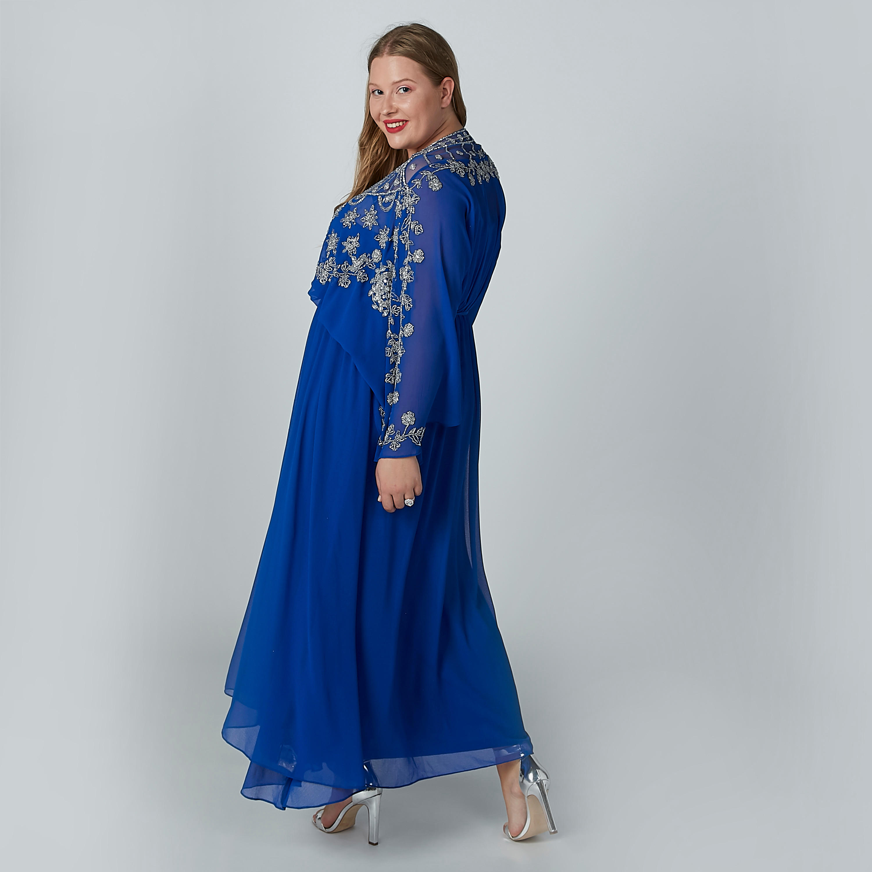 فستان إيه لاين بتزينات طويل بأكمام أزهار وأربطة-women-clothing-dresses-image-6