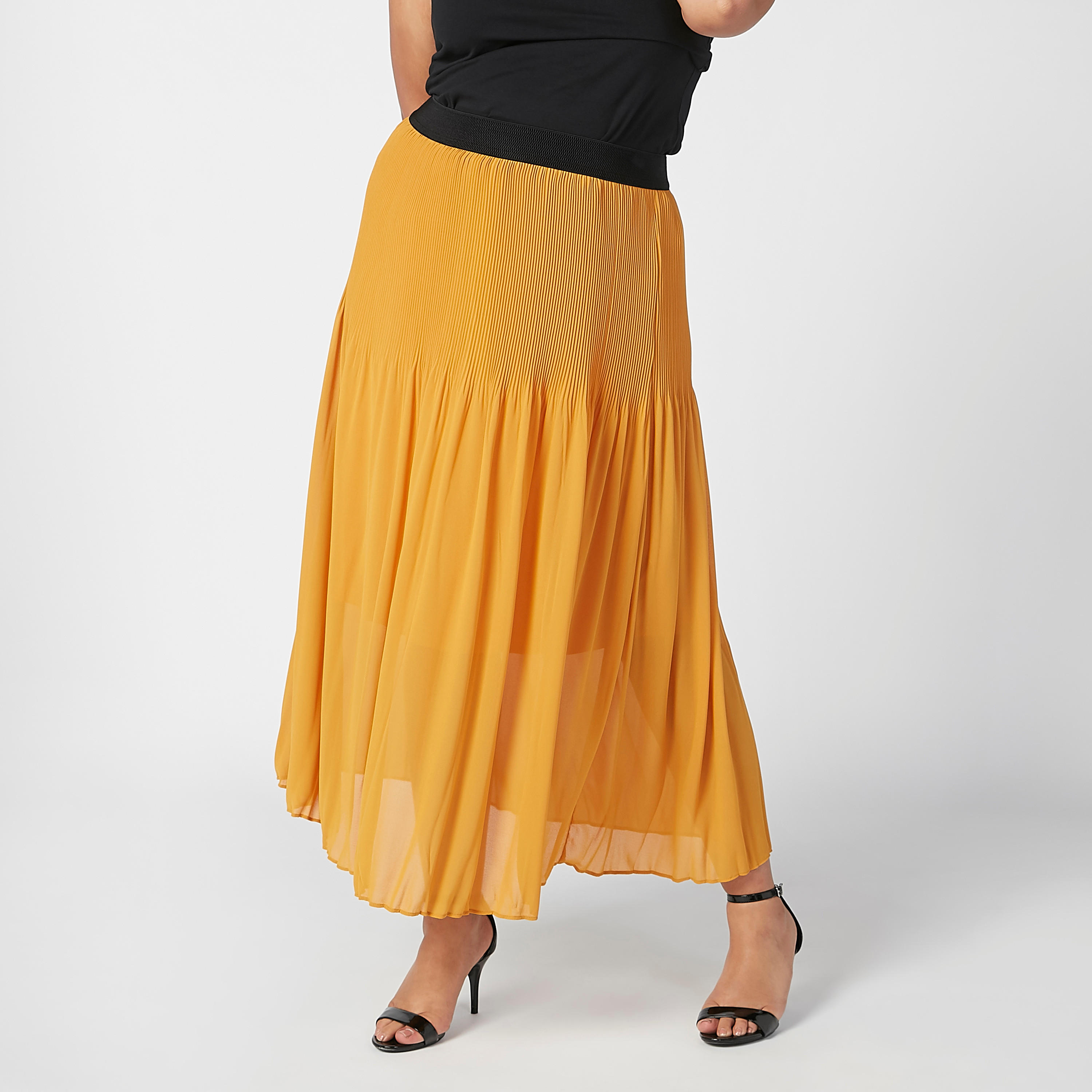 تنورة ماكسي إيه لاين بارزة الملمس بخصر مطاطي-women-clothing-bottoms-skirts-image-1