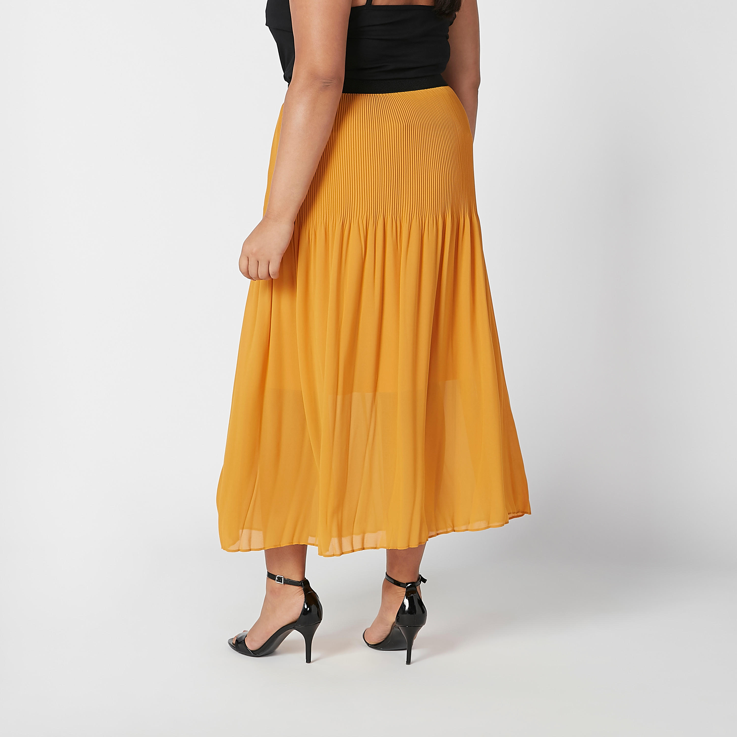 تنورة ماكسي إيه لاين بارزة الملمس بخصر مطاطي-women-clothing-bottoms-skirts-image-4