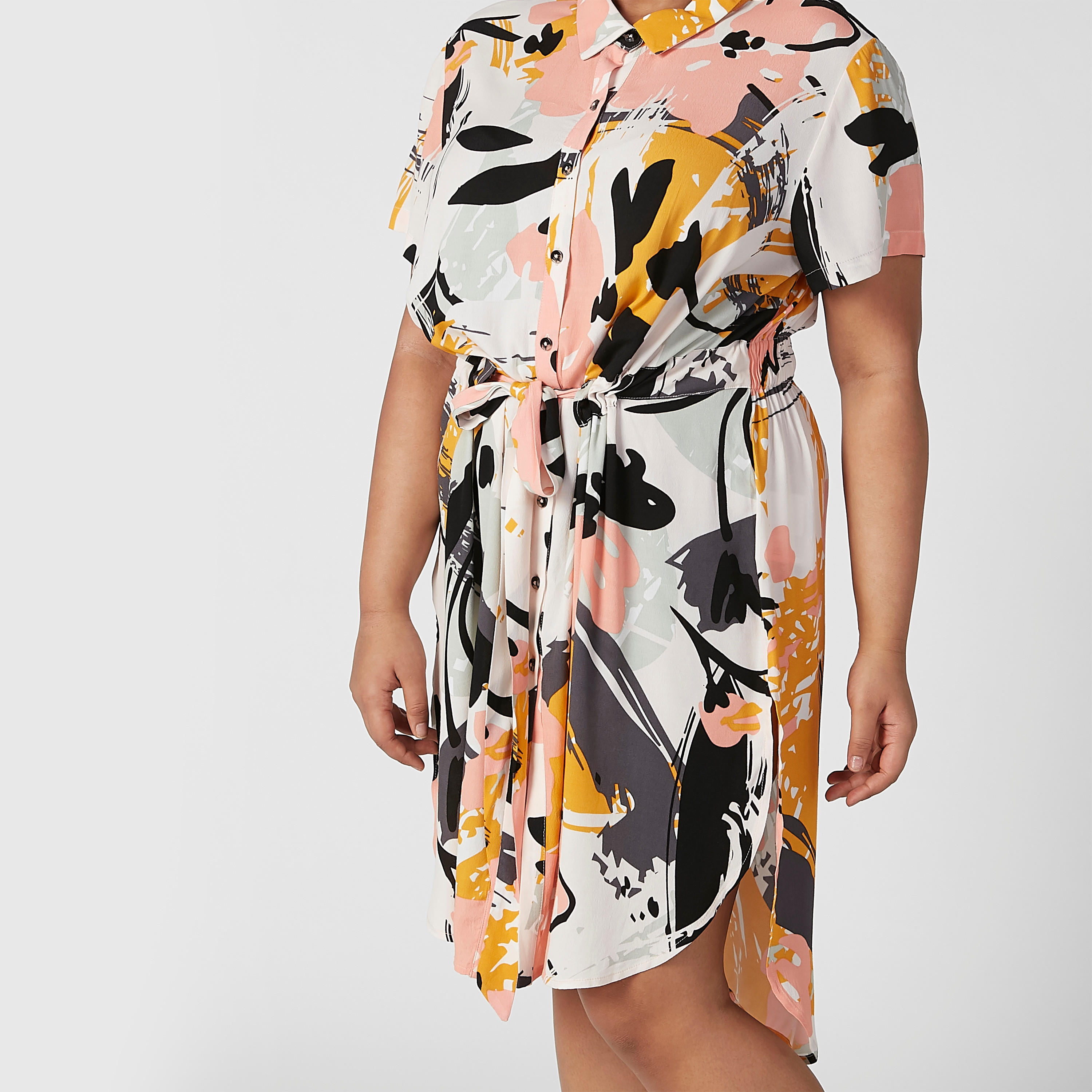 فستان قميص ميدي بأكمام قصيرة وأربطة وطبعات-women-clothing-dresses-image-3