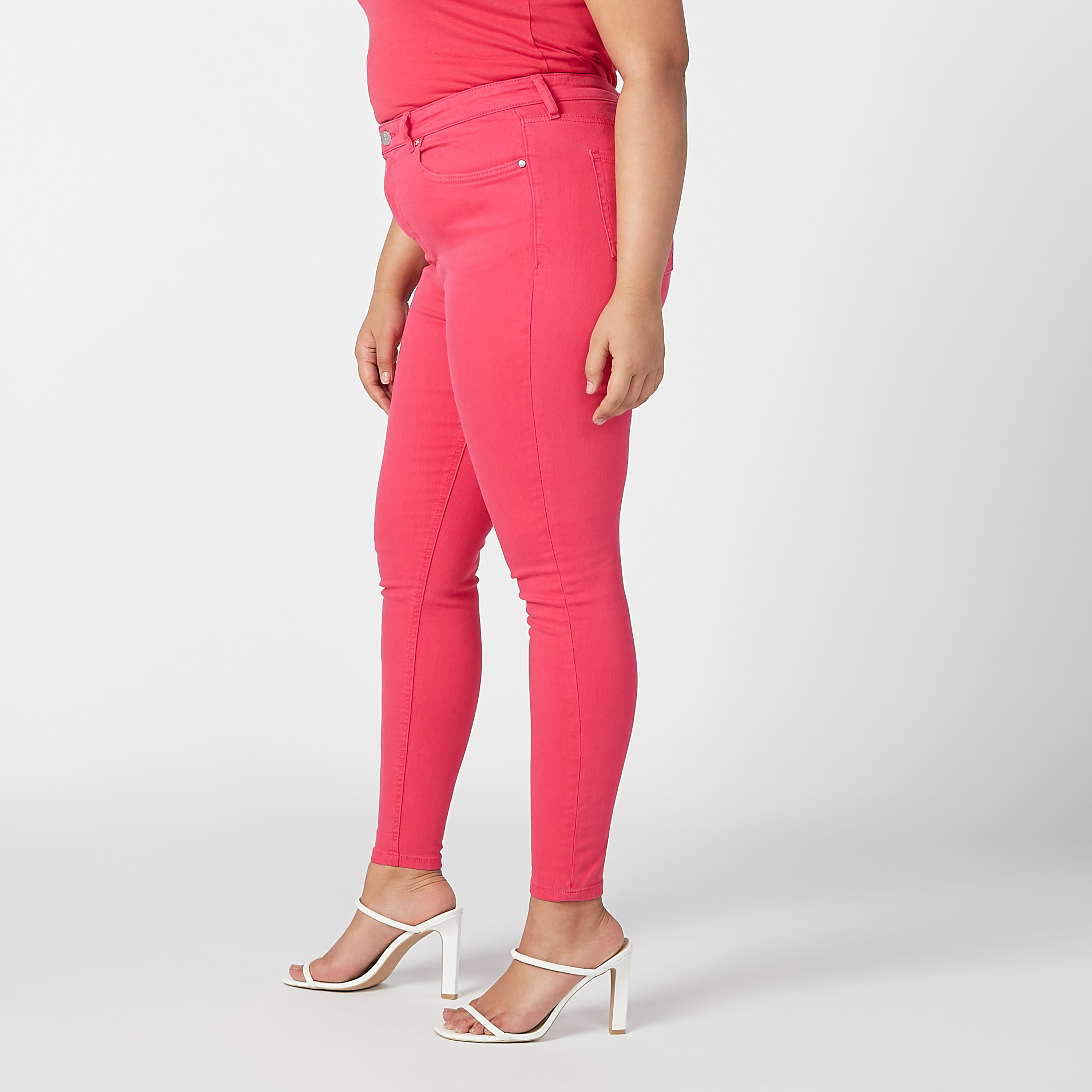 بنطلون جينز سادة واسع بخصر مرن وجيوب -women-clothing-bottoms-jeans-image-3