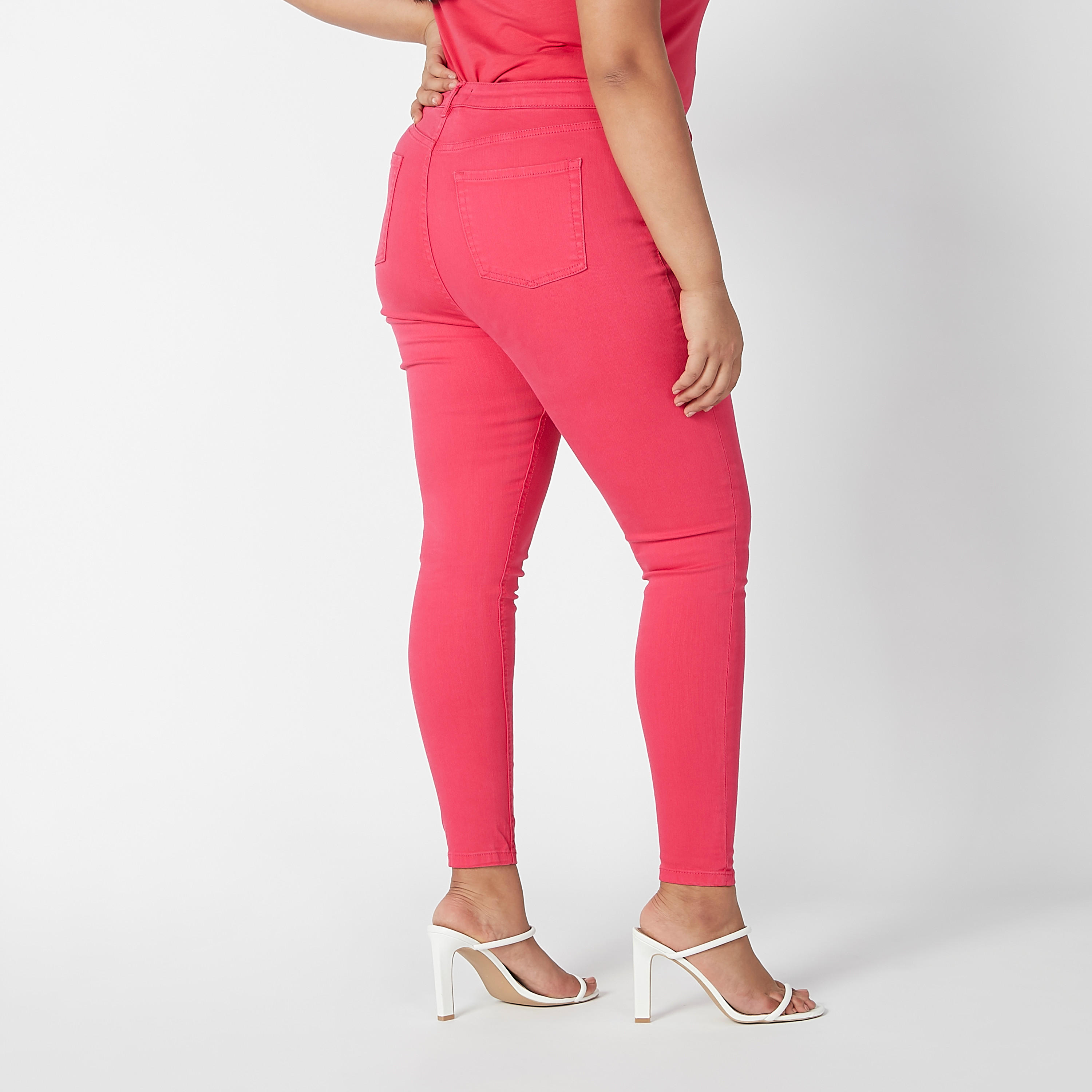 بنطلون جينز سادة واسع بخصر مرن وجيوب -women-clothing-bottoms-jeans-image-4