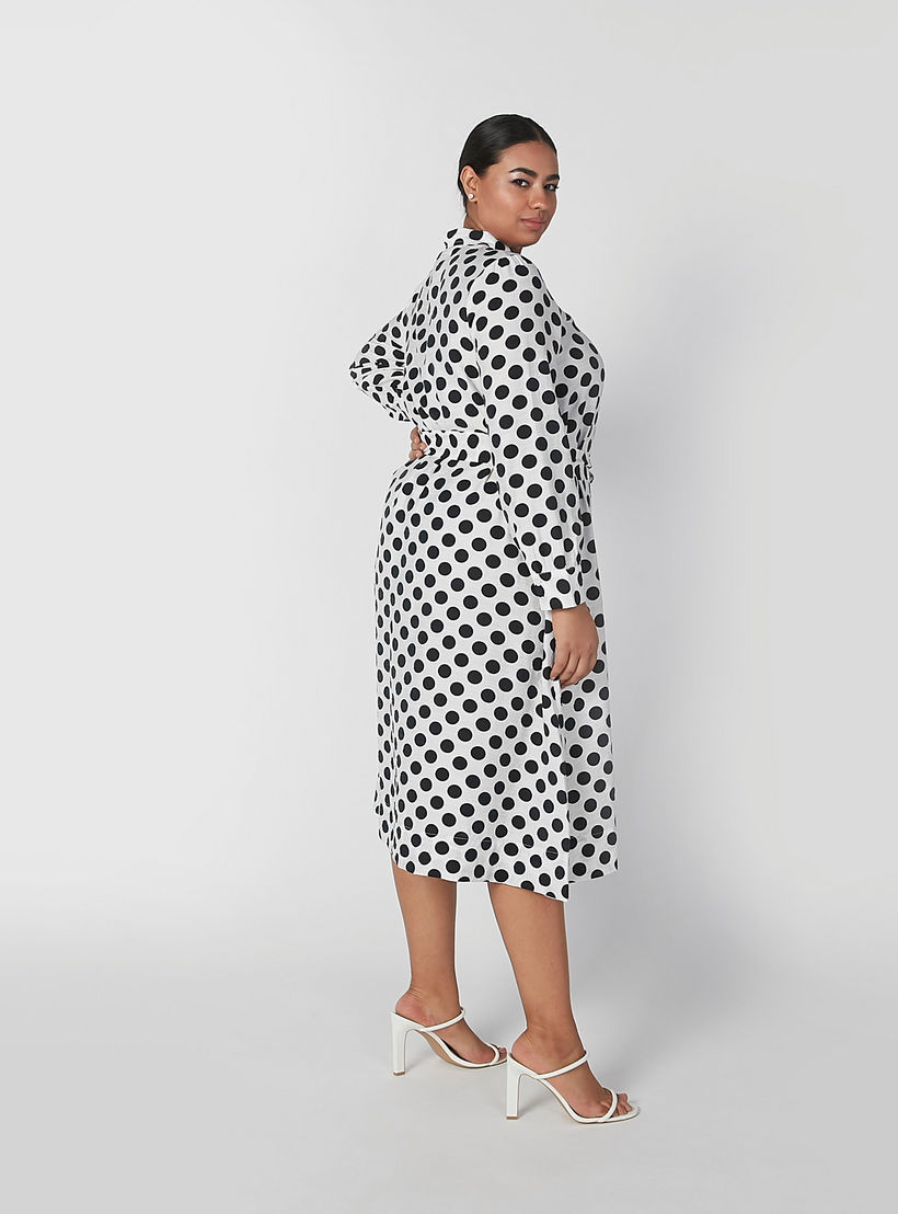 فستان قميص بأكمام طويلة وأربطة وطبعات منقّطة-women-clothing-dresses-image-3