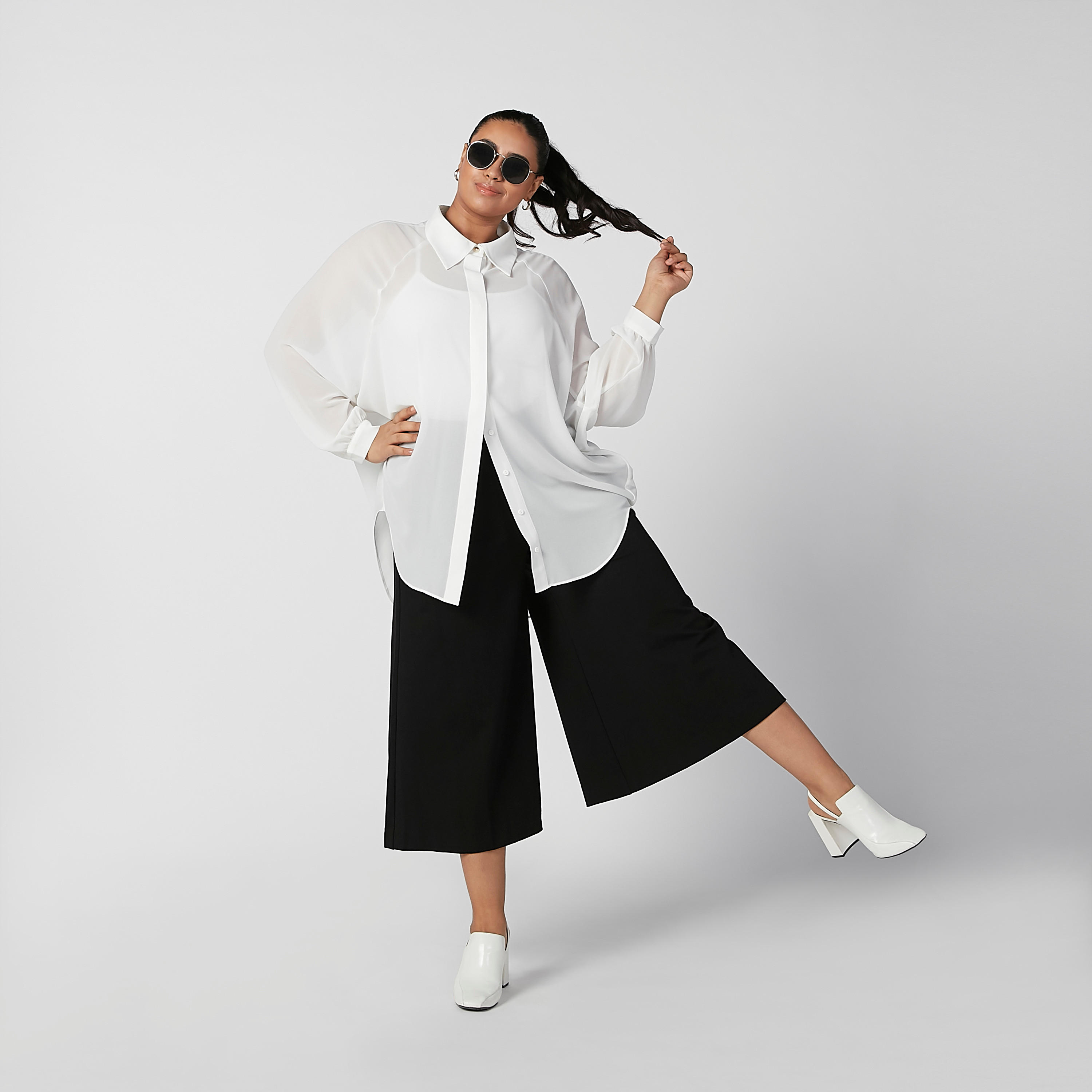 Wide Fit Plain Flexi Waist Culottes with Elasticised Waistband-women-clothing-bottoms-trousers-image-2