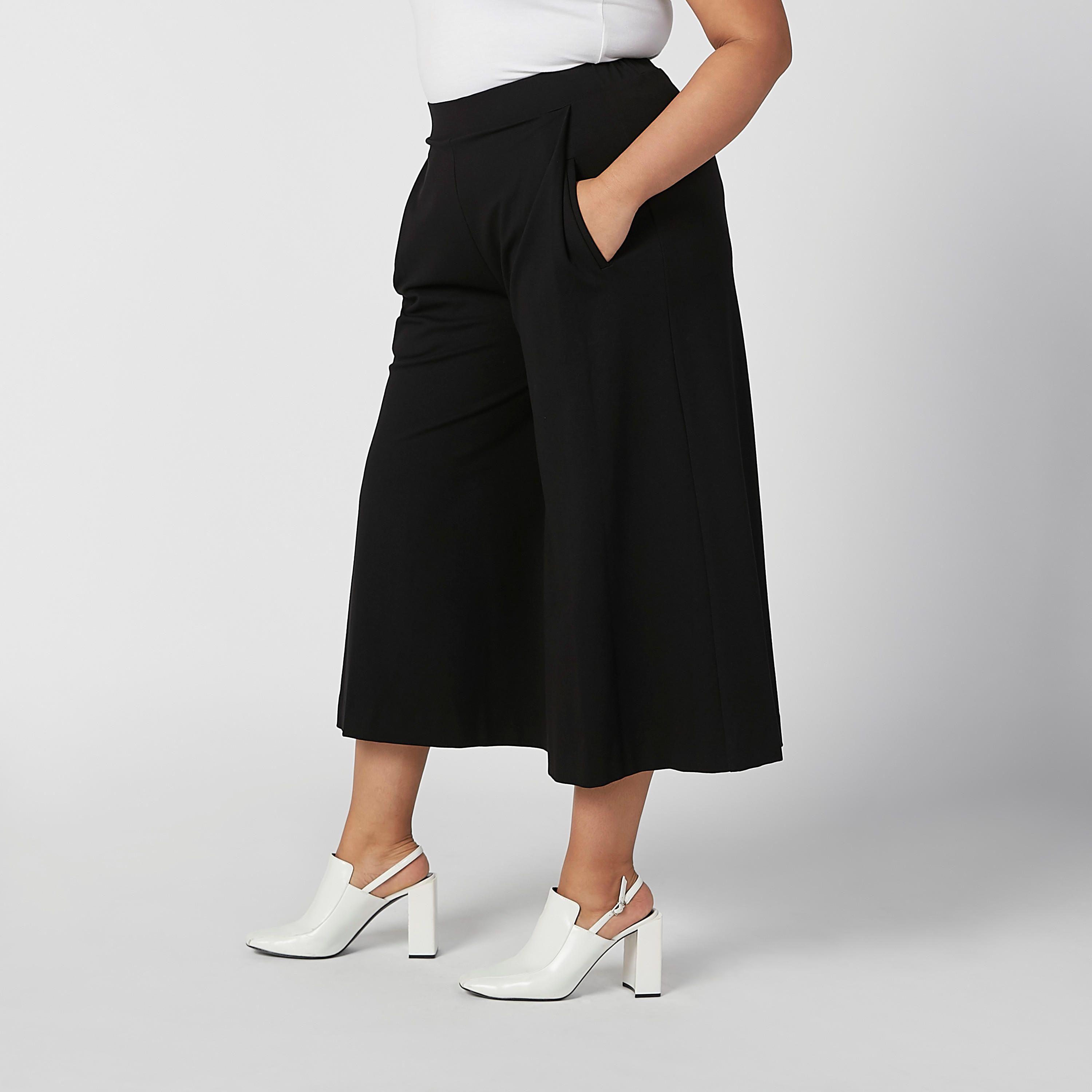 Wide Fit Plain Flexi Waist Culottes with Elasticised Waistband-women-clothing-bottoms-trousers-image-5