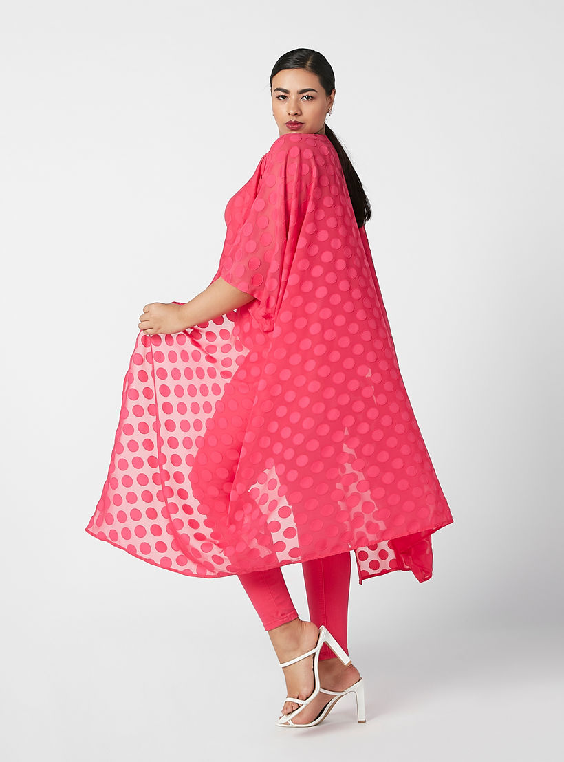 سترة طويلة بأكمام 3/4 وطبعات منقطّة-women-winterwear-cardigansandjumpers-cardigans-image-5