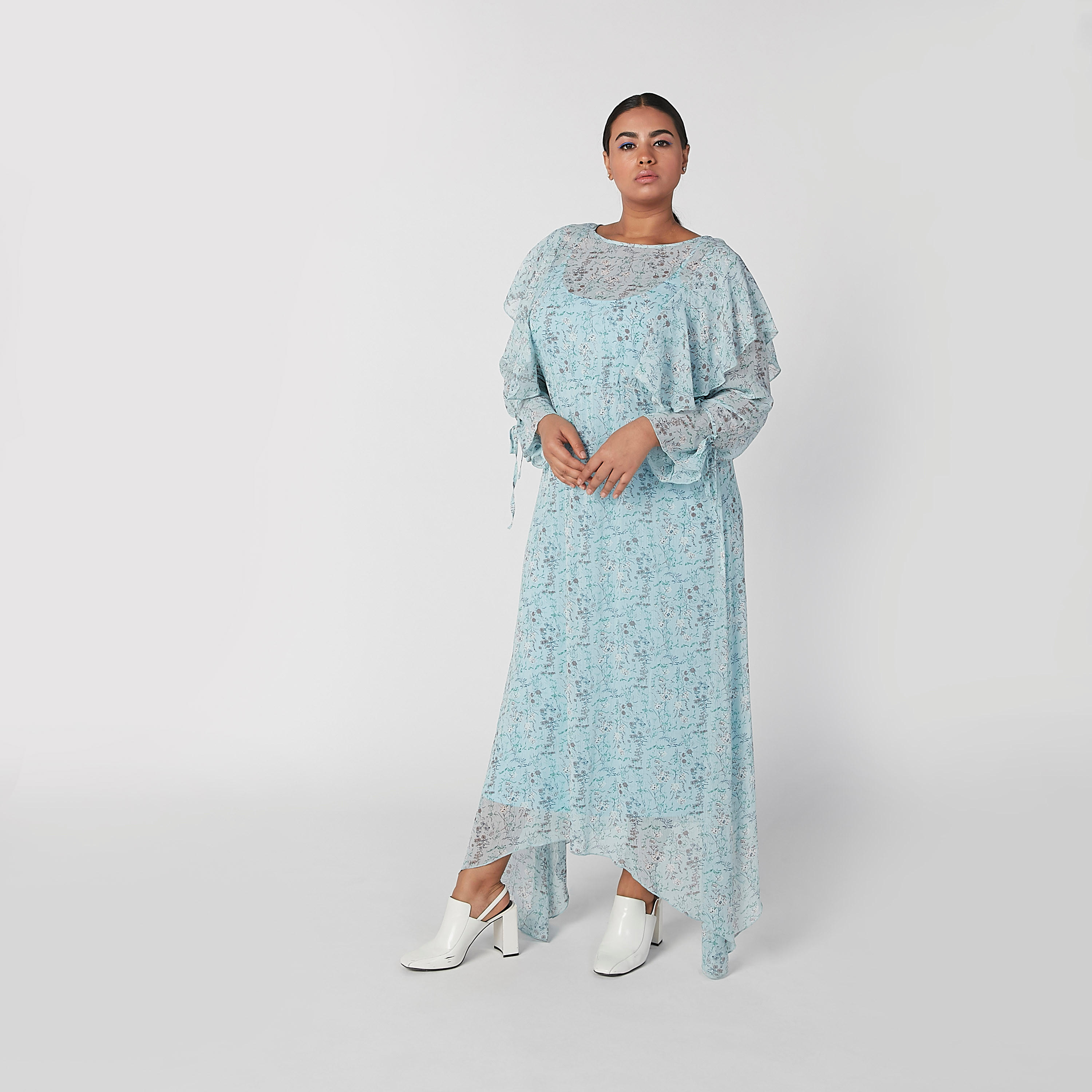 فستان طويل إيه لاين بأكمام طويلة وتفاصيل كشكش وطبعات-women-clothing-dresses-image-2