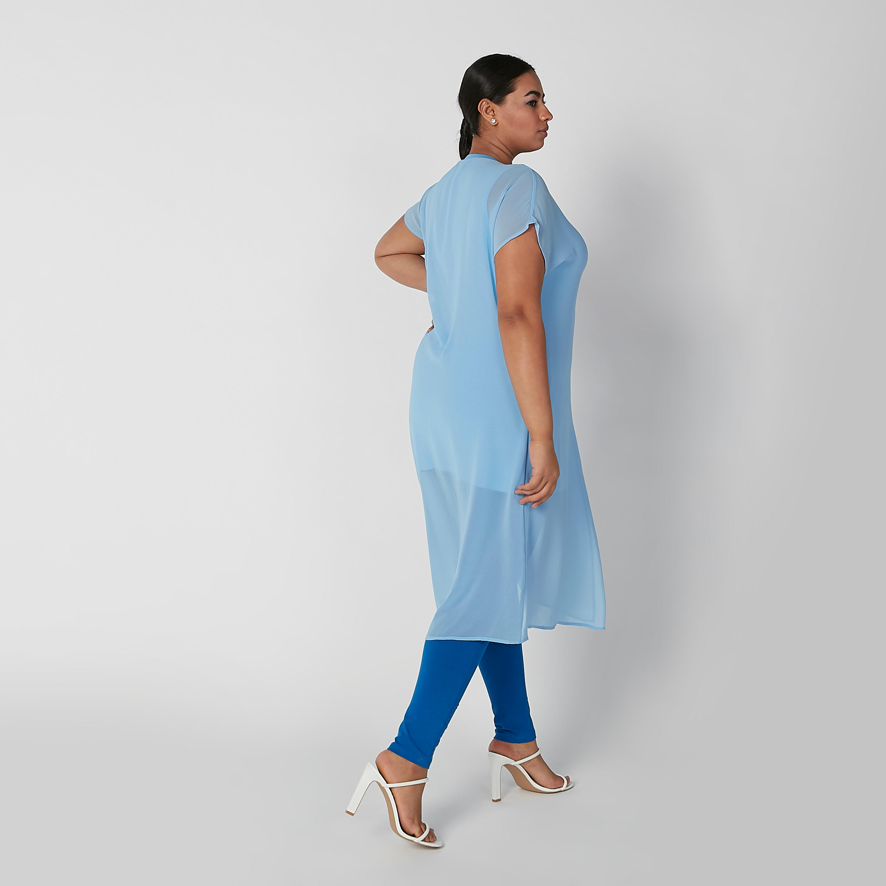 تونيك سادة بياقة V وأكمام قصيرة-women-clothing-shirtsandblouses-blouses-image-2