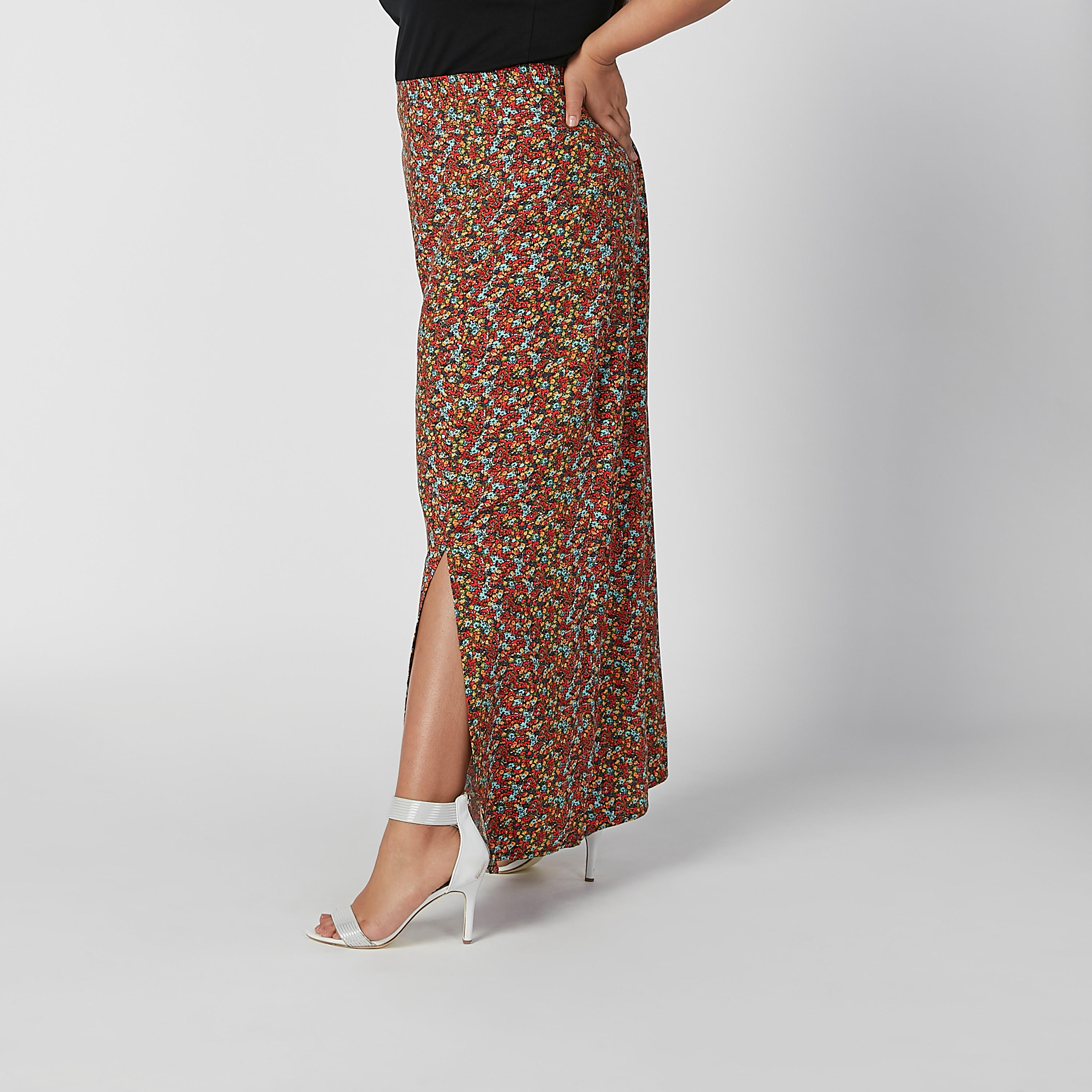 تنورة ماكسي إيه لاين بخصر مطّاطي وفتحة جانبية وطبعات-women-clothing-bottoms-skirts-image-5