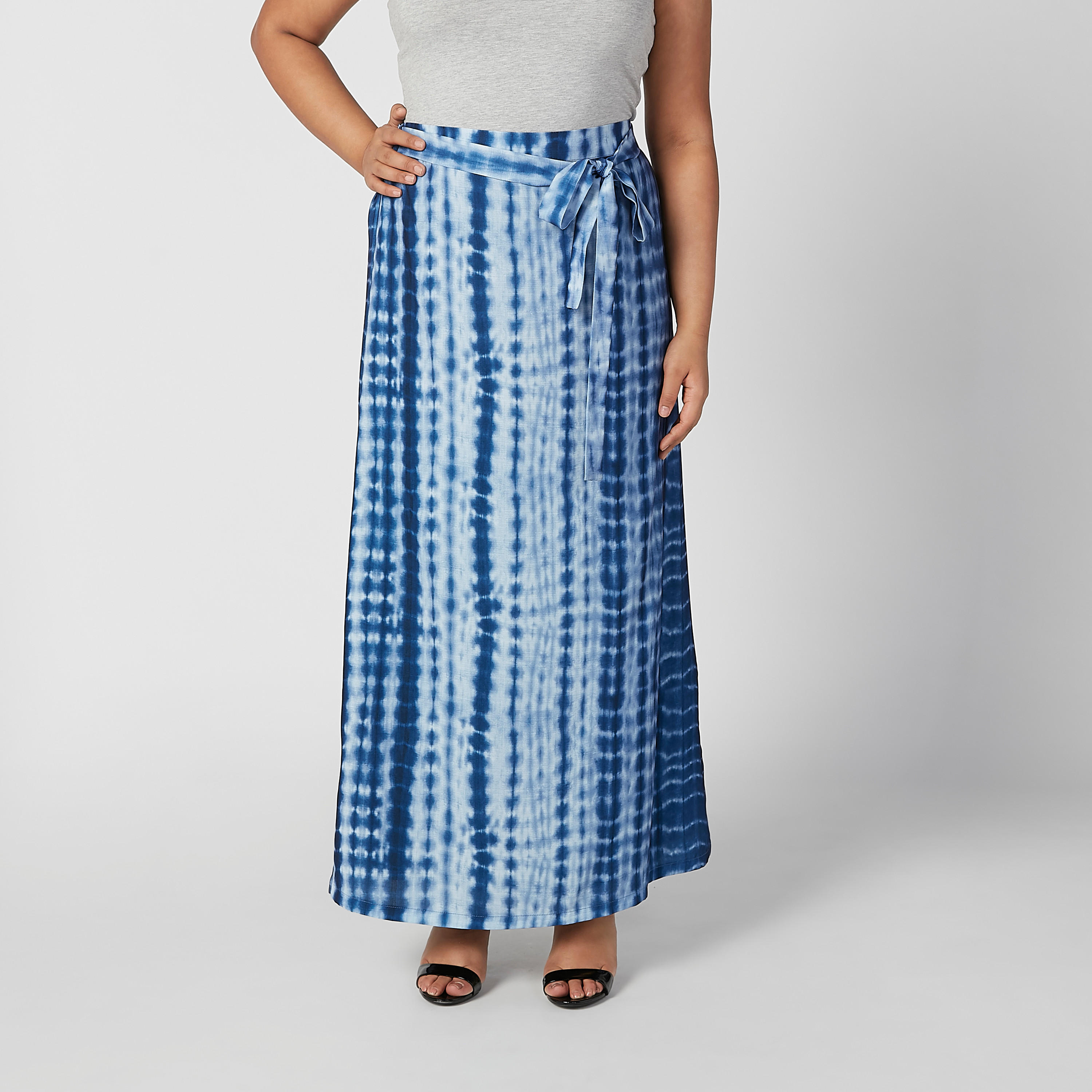 تنورة ماكسي إيه لاين بخصر مطّاطي وأربطة وطبعات-women-clothing-bottoms-skirts-image-1