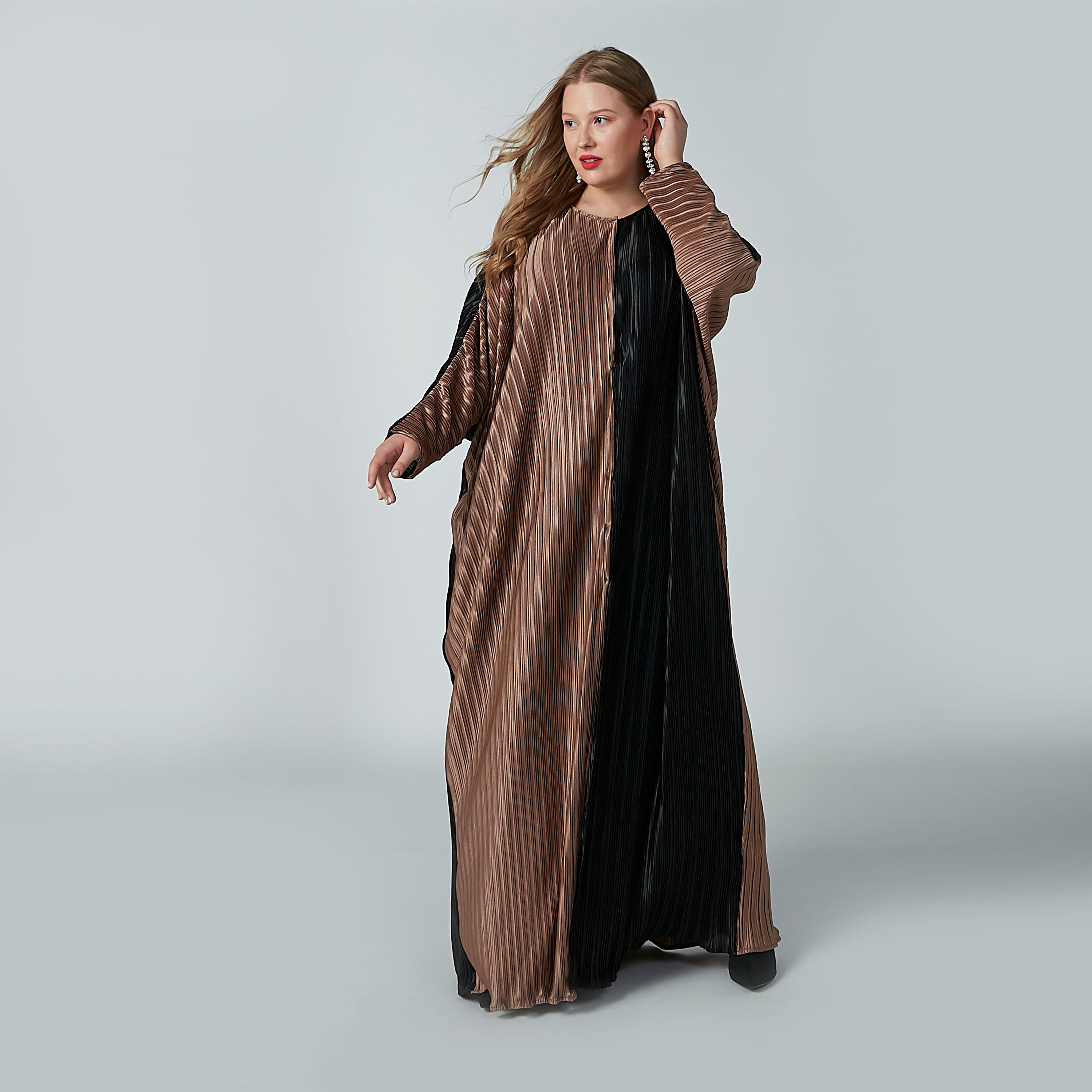 فستان بارز الملمس بياقة مستديرة وأكمام قصيرة-women-clothing-dresses-image-1