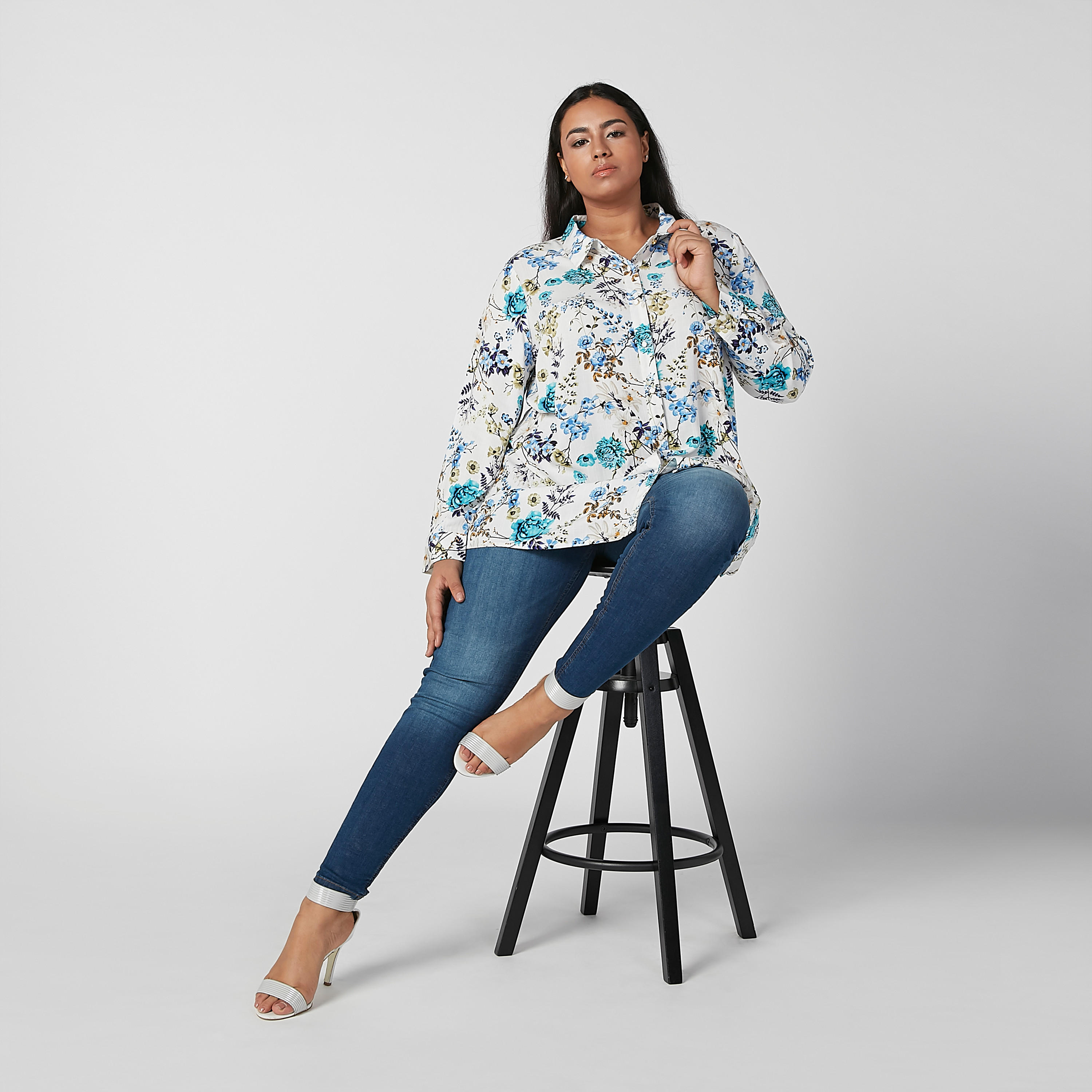 Printed Shirt with Spread Collar and Long Sleeves-women-clothing-shirtsandblouses-blouses-image-1