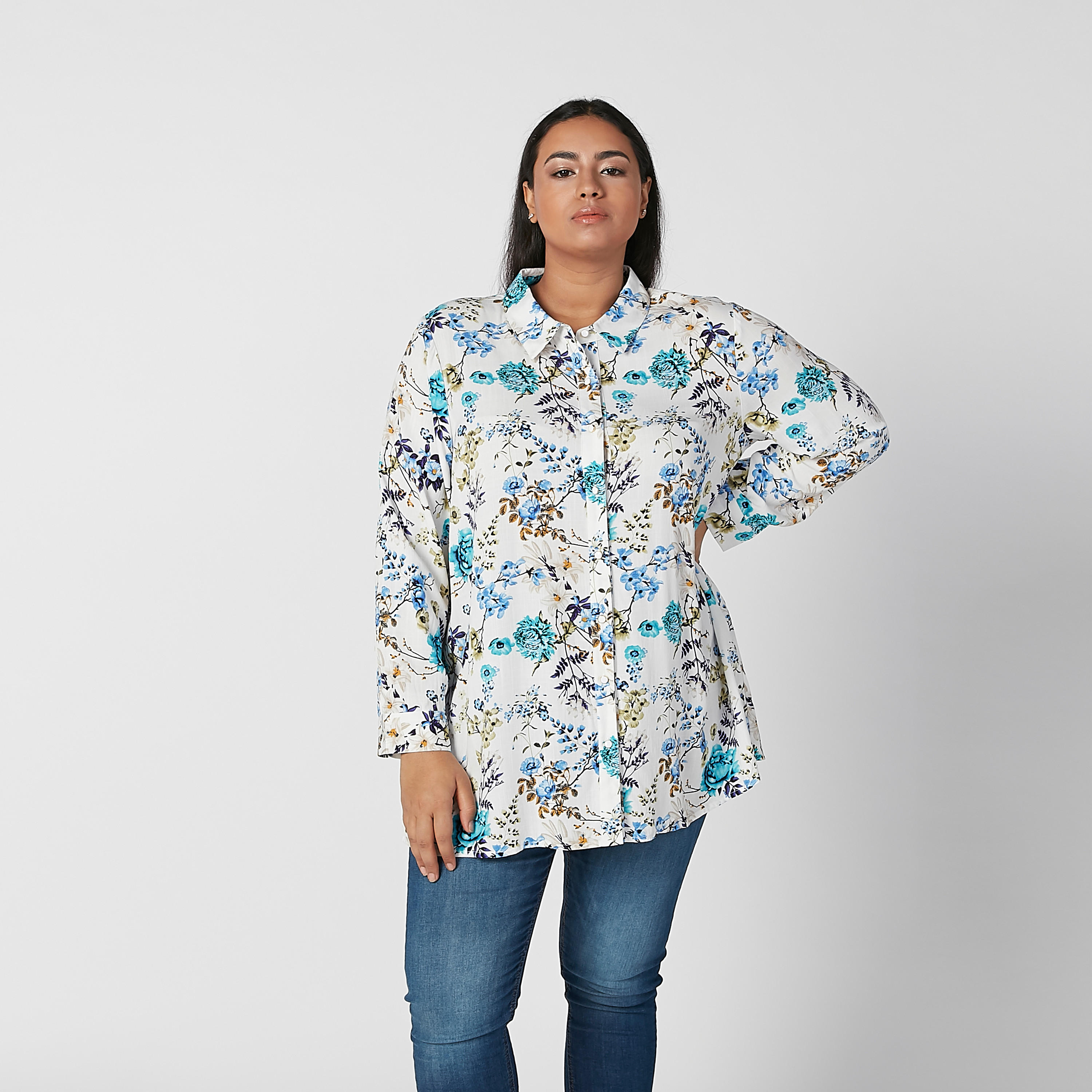 Printed Shirt with Spread Collar and Long Sleeves-women-clothing-shirtsandblouses-blouses-image-2