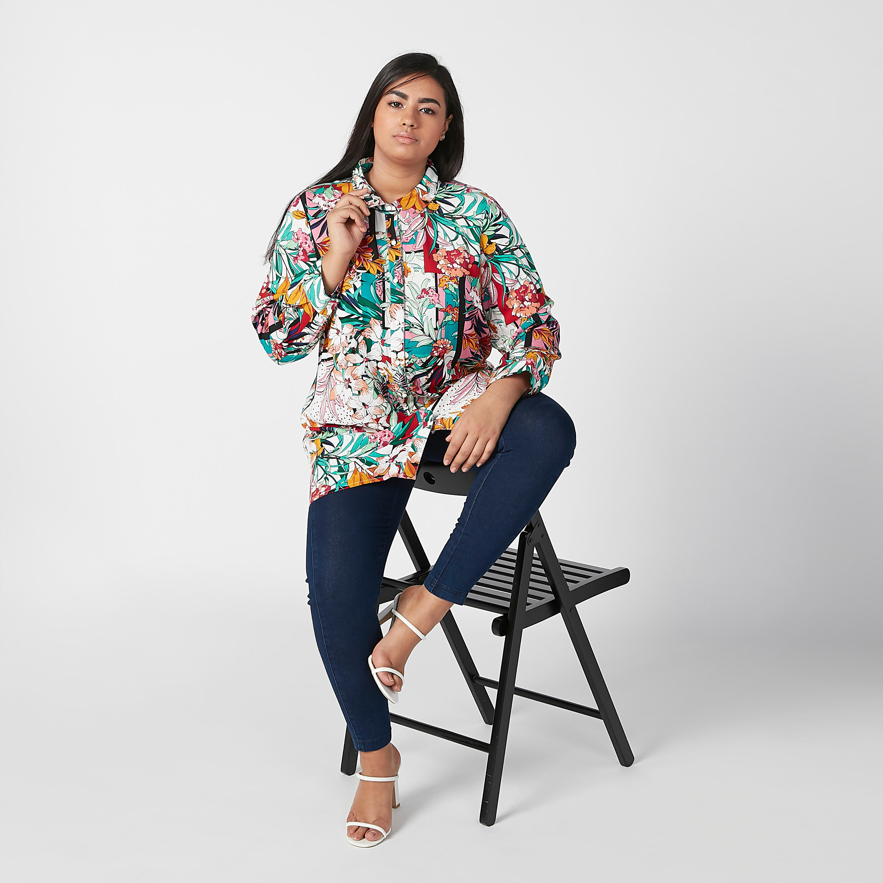 Floral Printed Shirt with Spread Collar and Long Sleeves-women-clothing-shirtsandblouses-blouses-image-2