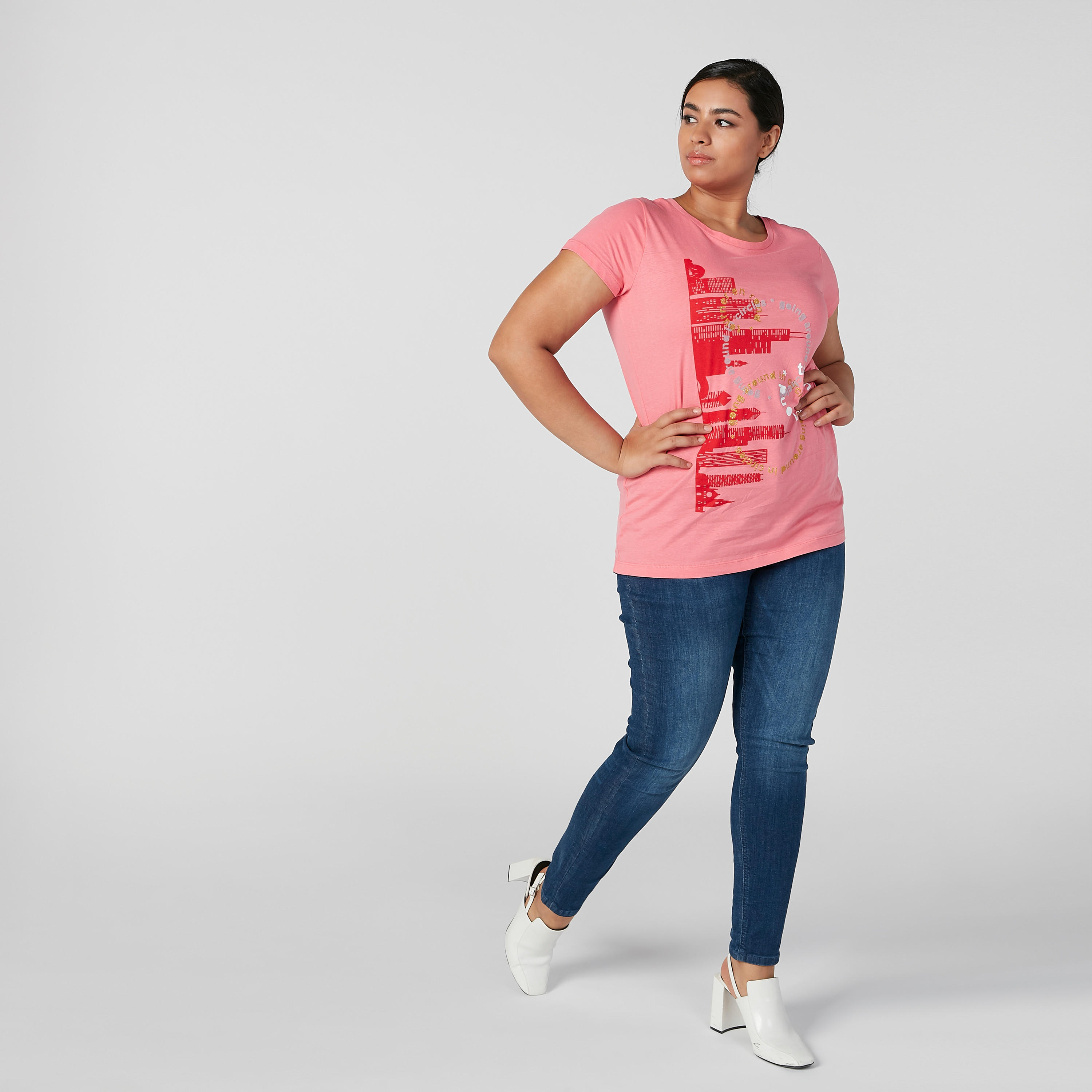 Printed T-shirt with Round Neck and Short Sleeves-women-clothing-tshirts-image-2