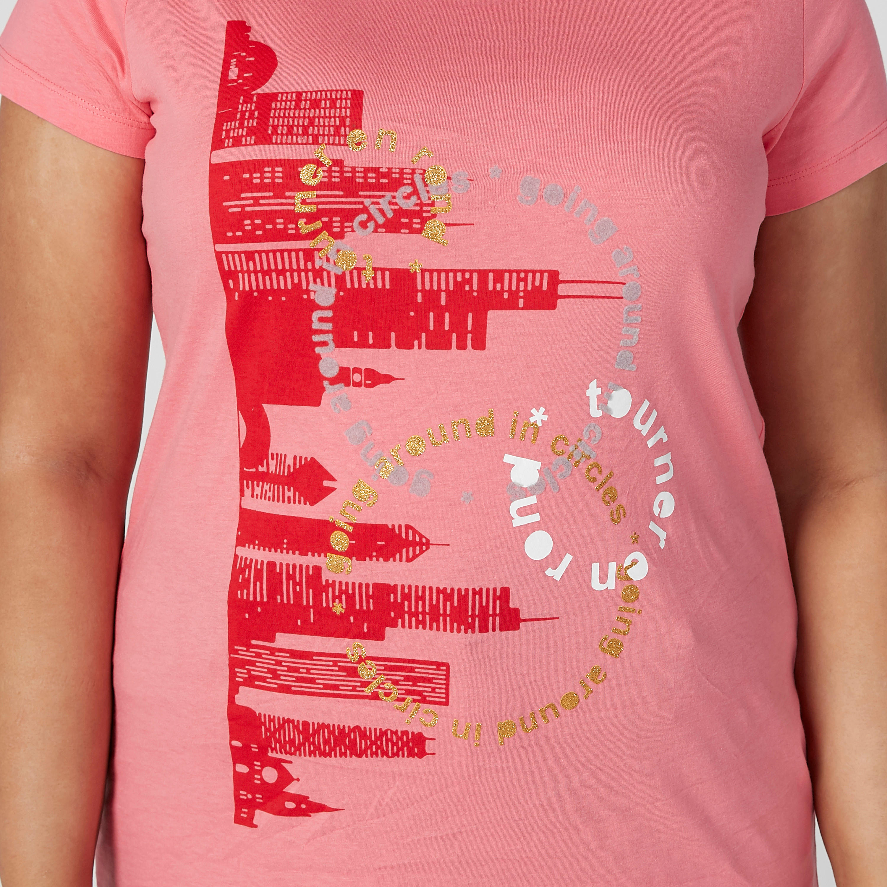 Printed T-shirt with Round Neck and Short Sleeves-women-clothing-tshirts-image-3