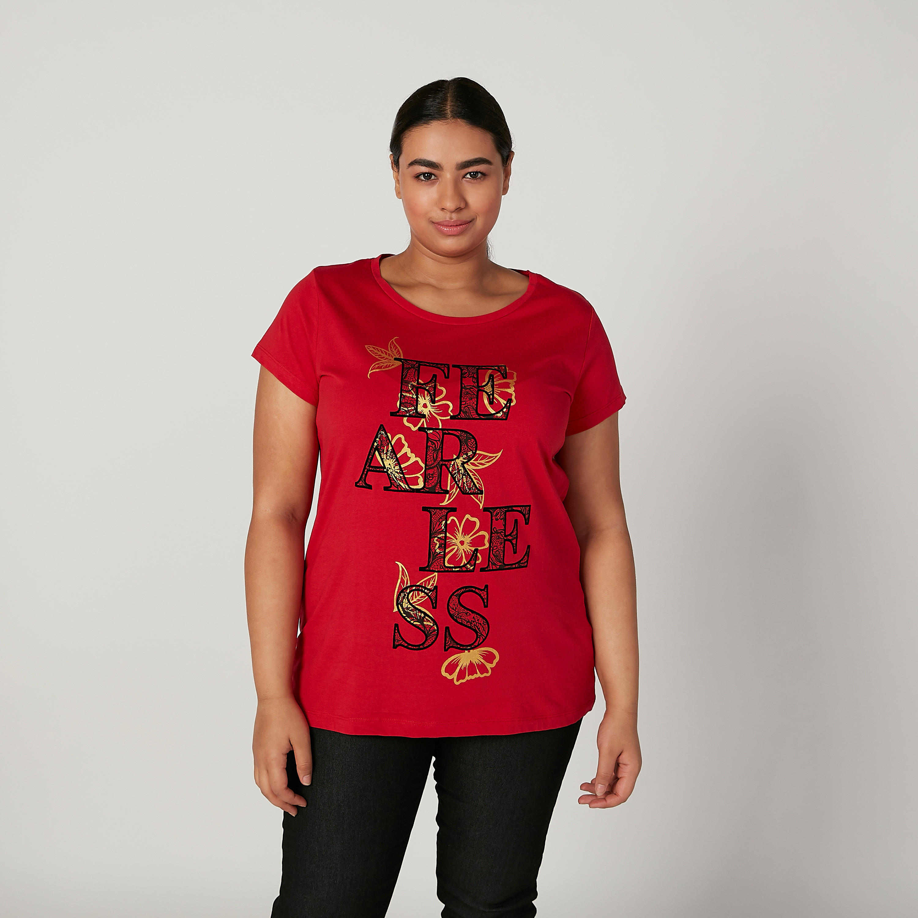 Printed T-shirt with Round Neck and Short Sleeves-women-clothing-tshirts-image-1