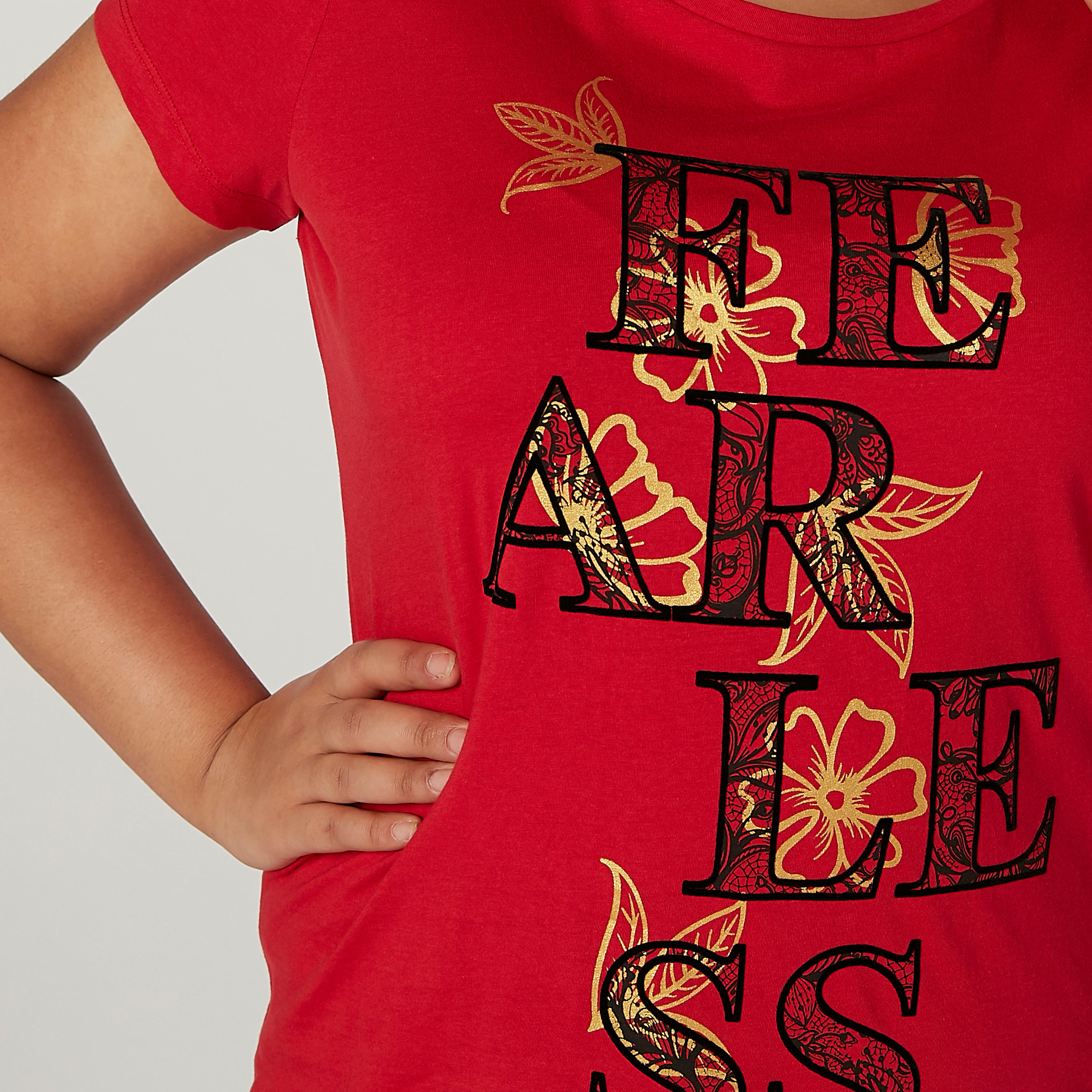 Printed T-shirt with Round Neck and Short Sleeves-women-clothing-tshirts-image-3
