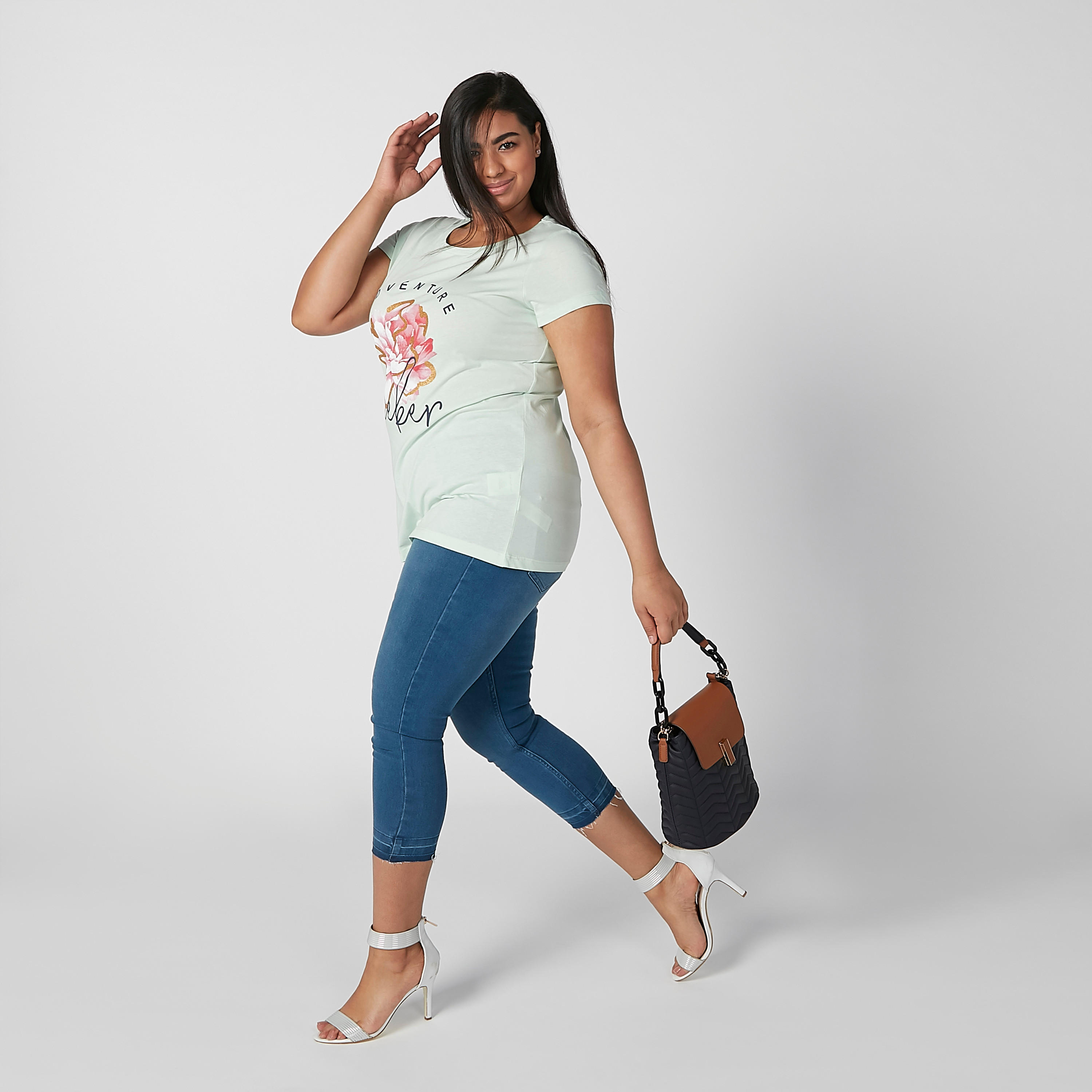 Printed T-shirt with Round Neck and Short Sleeves-women-clothing-tshirts-image-2