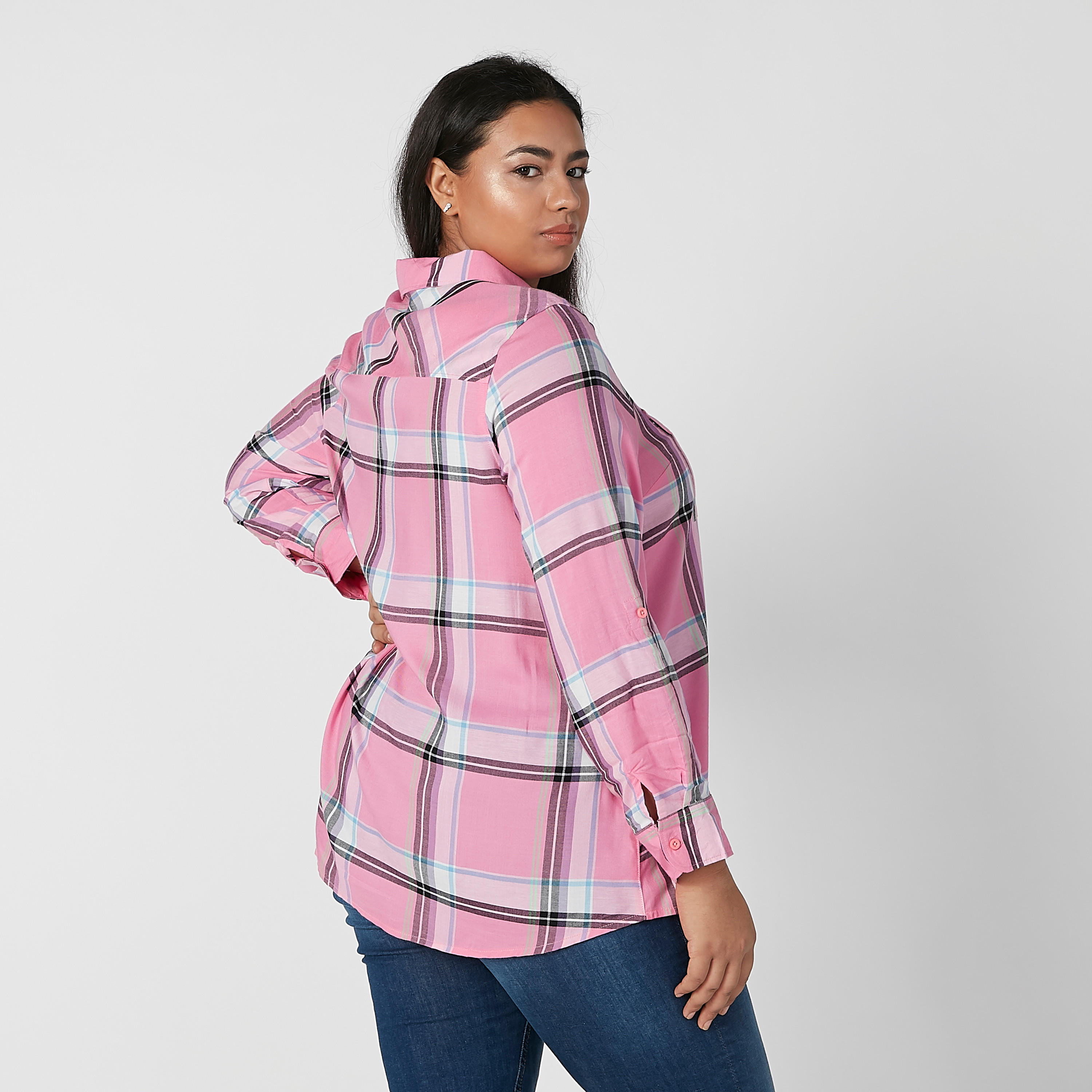 قميص كاروهات مستدام بأكمام طويلة و ياقة عادية-women-clothing-shirtsandblouses-blouses-image-4