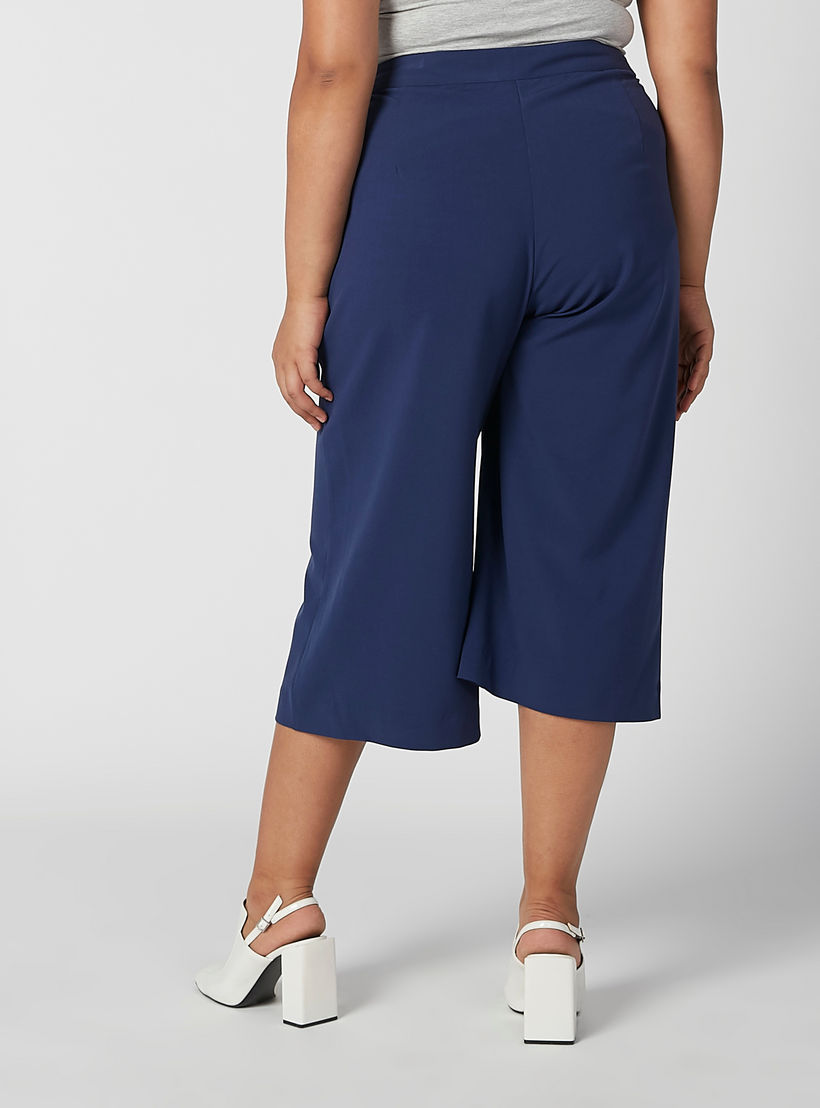 بنطال واسع الساقين سادة بقصّة واسعة وخصر مرن وأربطة-women-clothing-bottoms-trousers-image-1