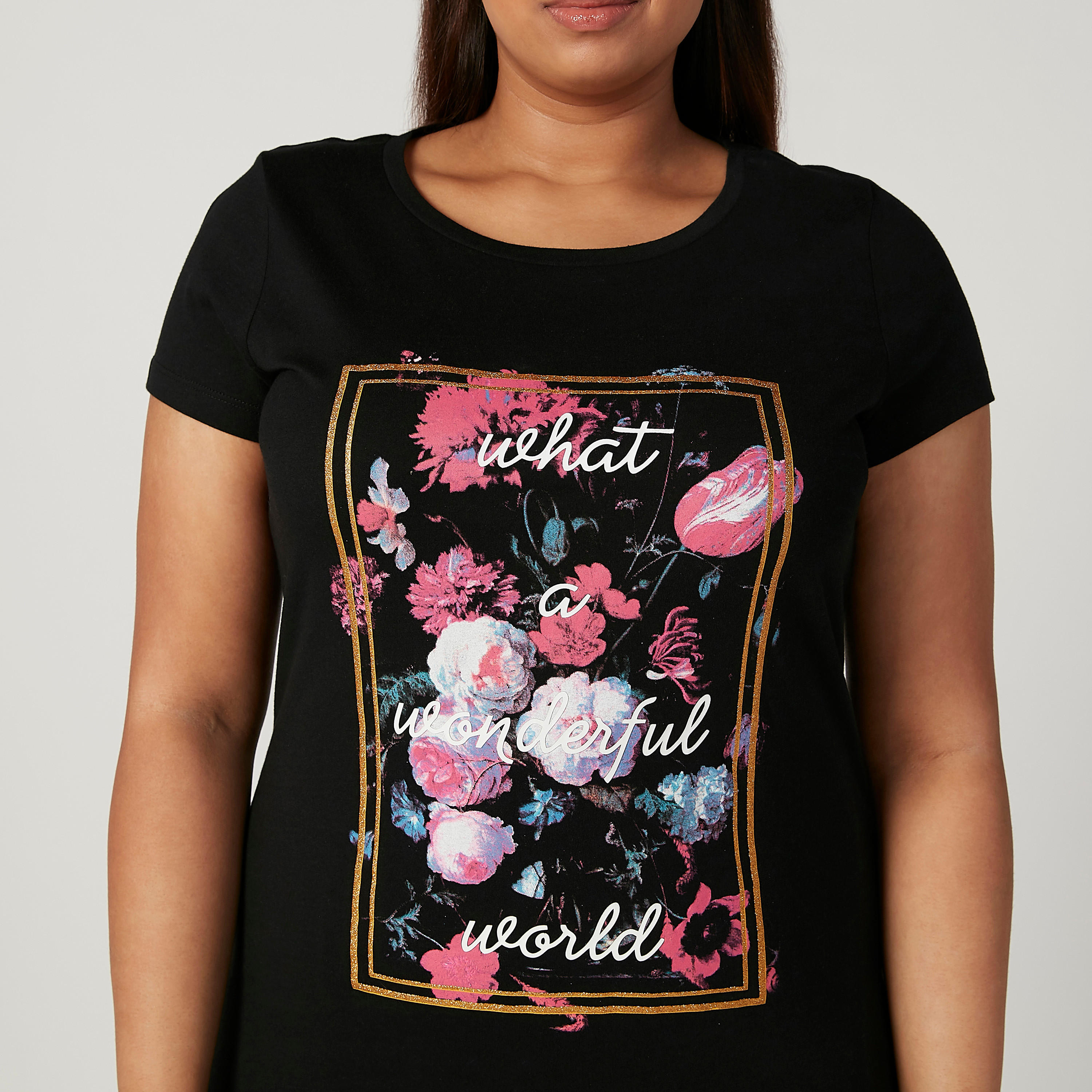 تيشيرت بطبعات بياقة مستديرة وأكمام قصيرة-women-clothing-tshirts-image-2