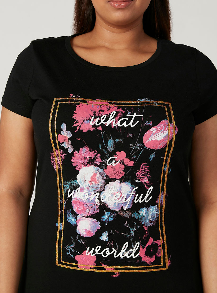 تيشيرت بطبعات بياقة مستديرة وأكمام قصيرة-women-clothing-tshirts-image-2