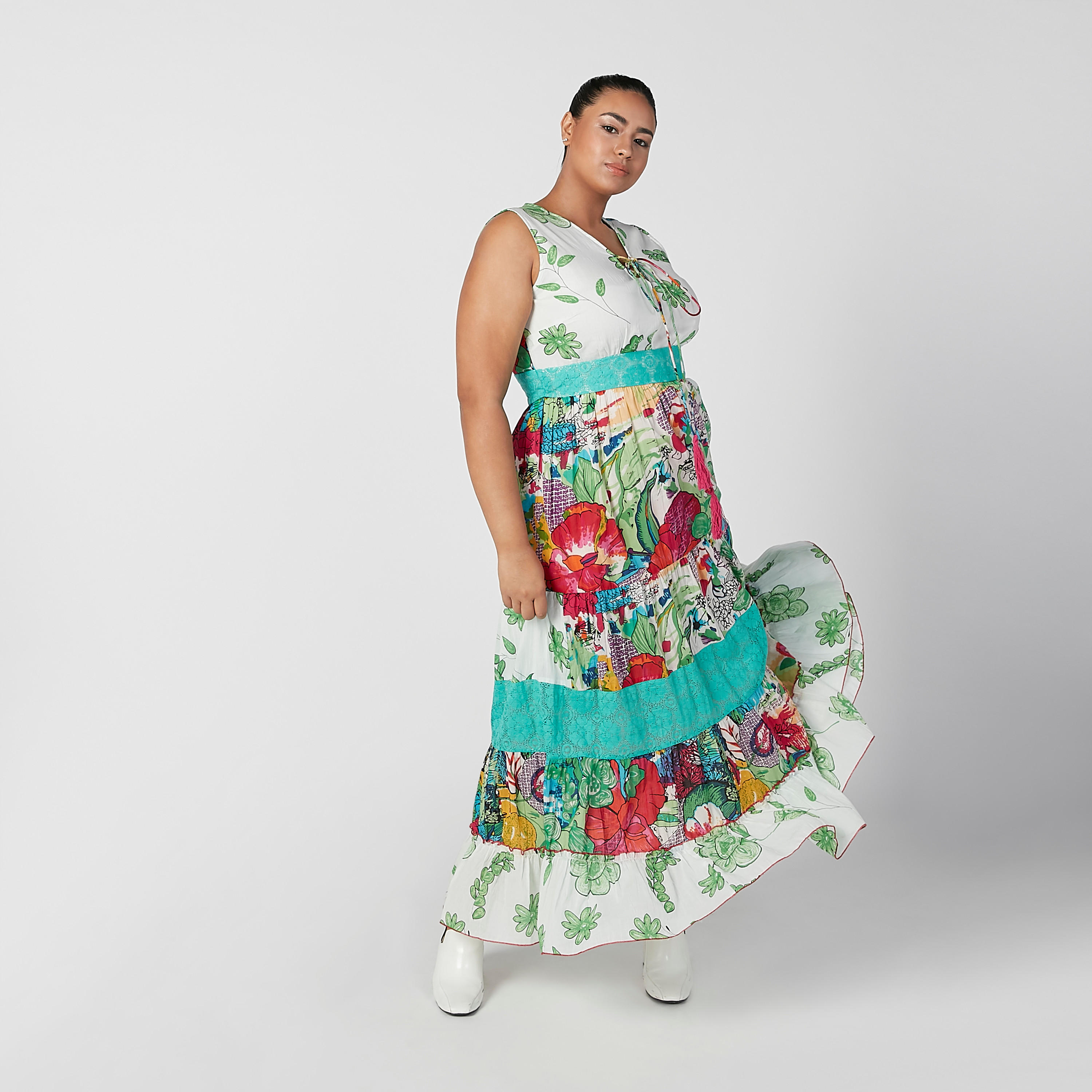 فستان طويل إيه لاين دون أكمام بأربطة وطبعات زهرية-women-clothing-dresses-image-4