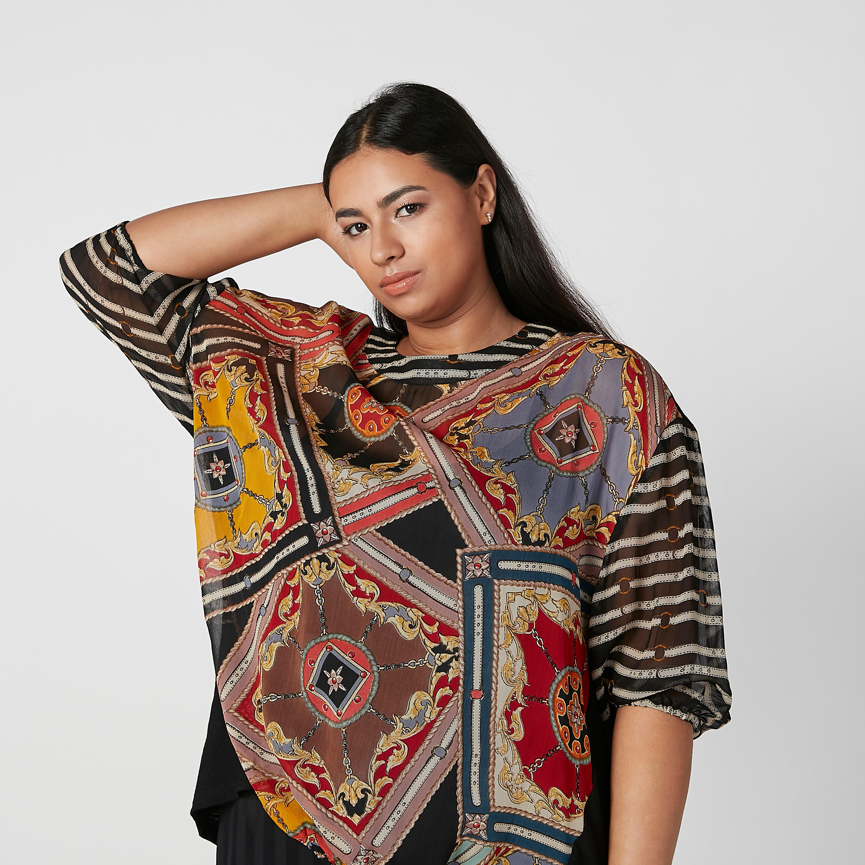 بلوزة بياقة مستديرة وأكمام 3/4 وطبعات-women-clothing-shirtsandblouses-blouses-image-4