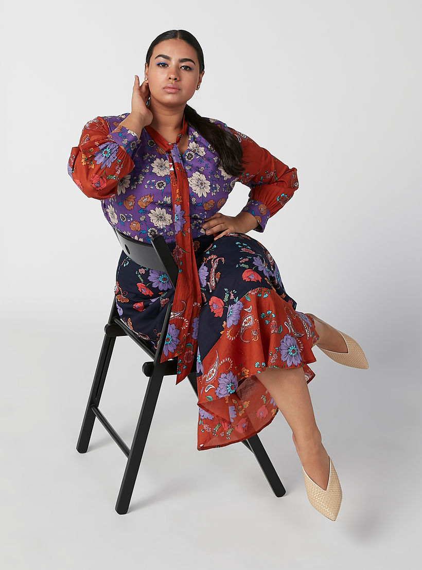 فستان طويل ايه لاين بأكمام طويلة وأربطة وطبعات أزهار-women-clothing-dresses-image-1