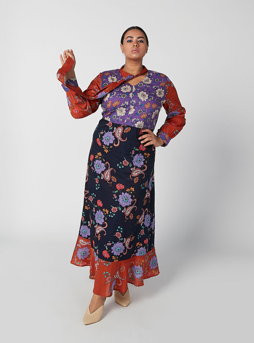 فستان طويل ايه لاين بأكمام طويلة وأربطة وطبعات أزهار-women-clothing-dresses-image-2