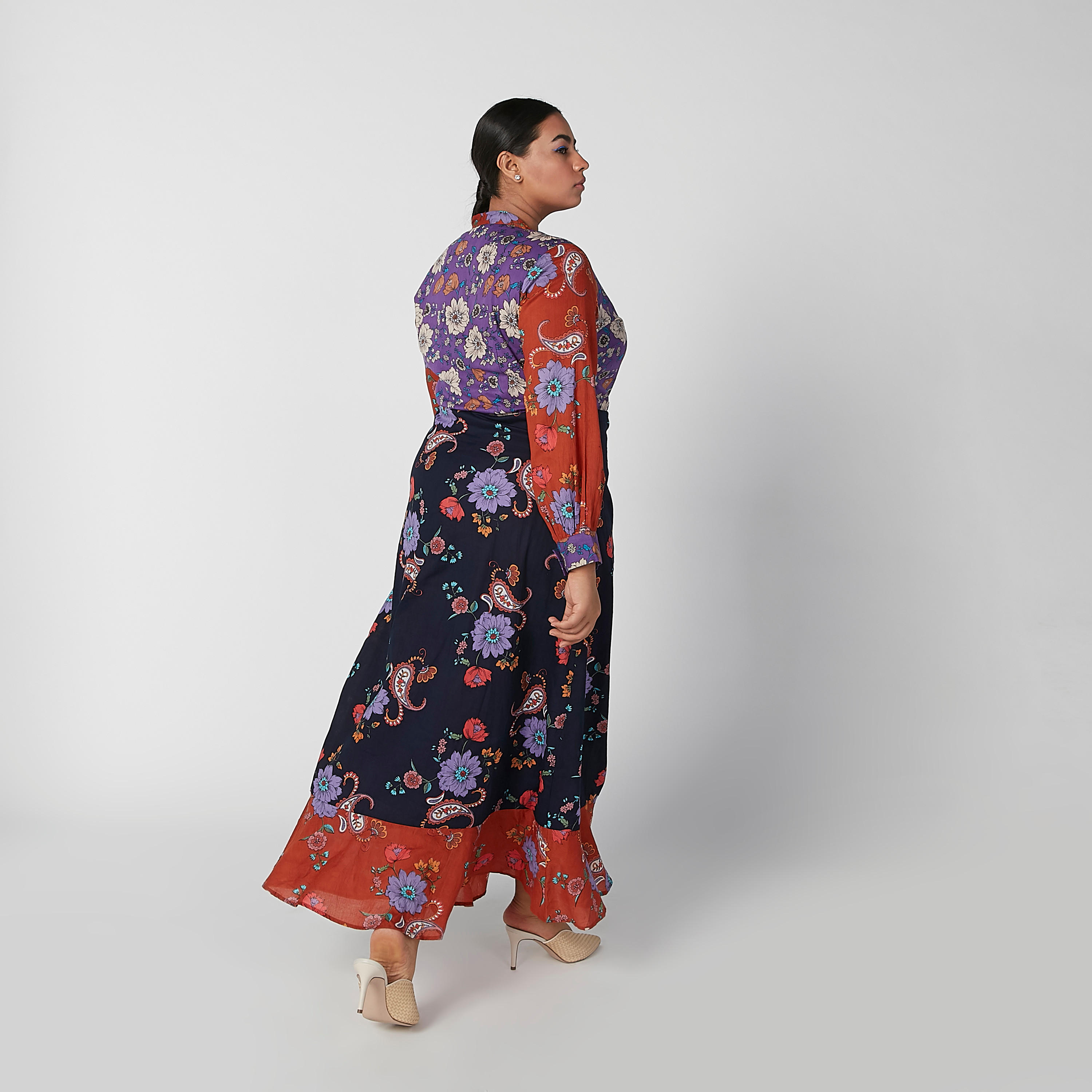 فستان طويل ايه لاين بأكمام طويلة وأربطة وطبعات أزهار-women-clothing-dresses-image-4