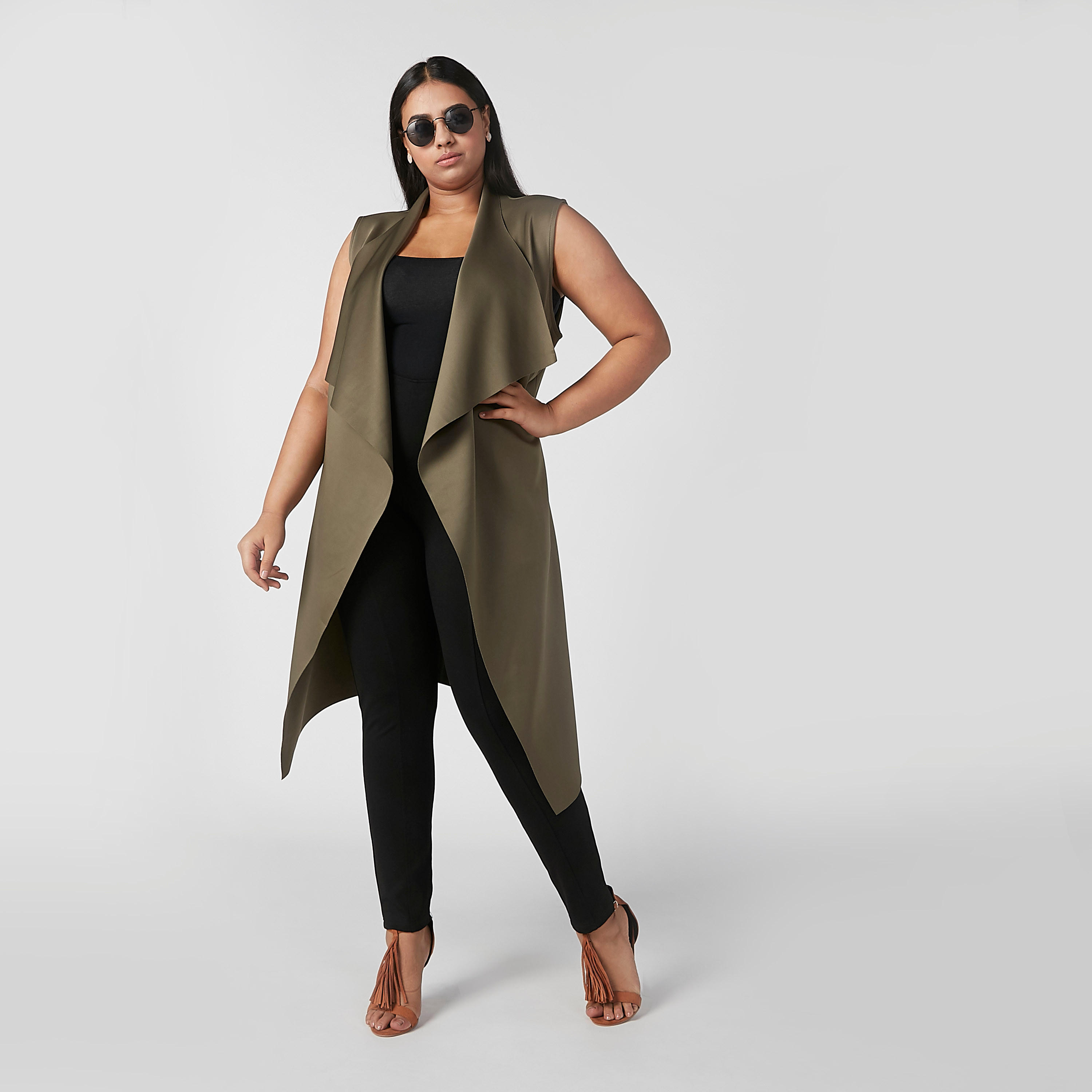 بنطلون جينز ضيّق سادة بخصر مطّاطي-women-clothing-bottoms-leggings-image-2