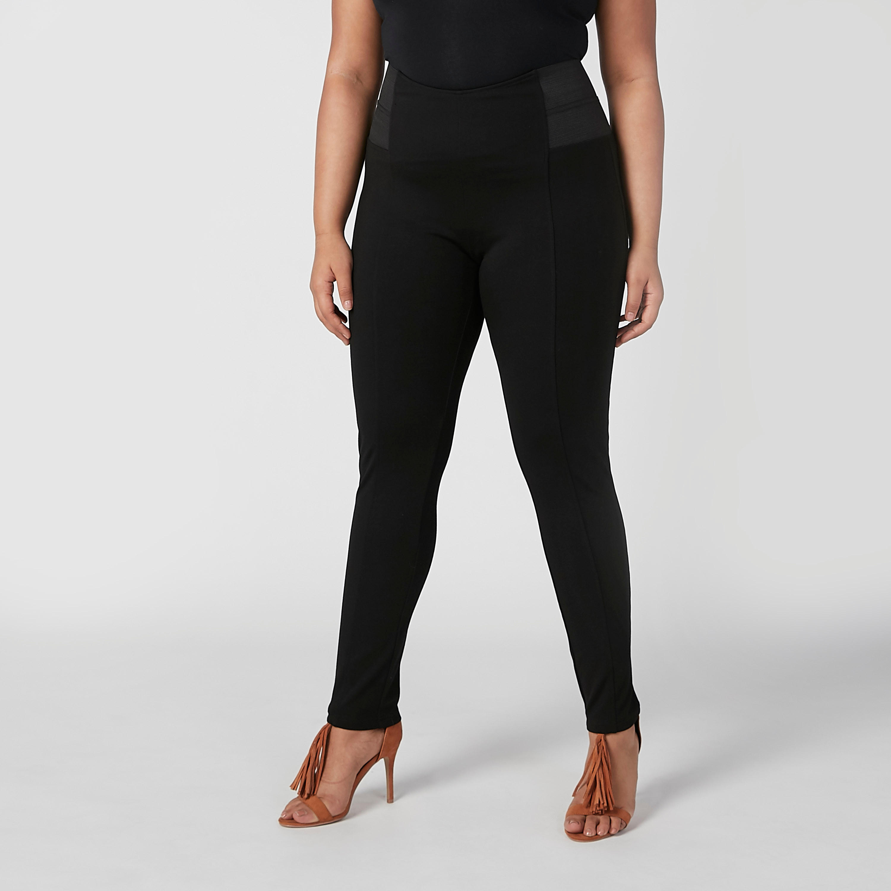 بنطلون جينز ضيّق سادة بخصر مطّاطي-women-clothing-bottoms-leggings-image-3