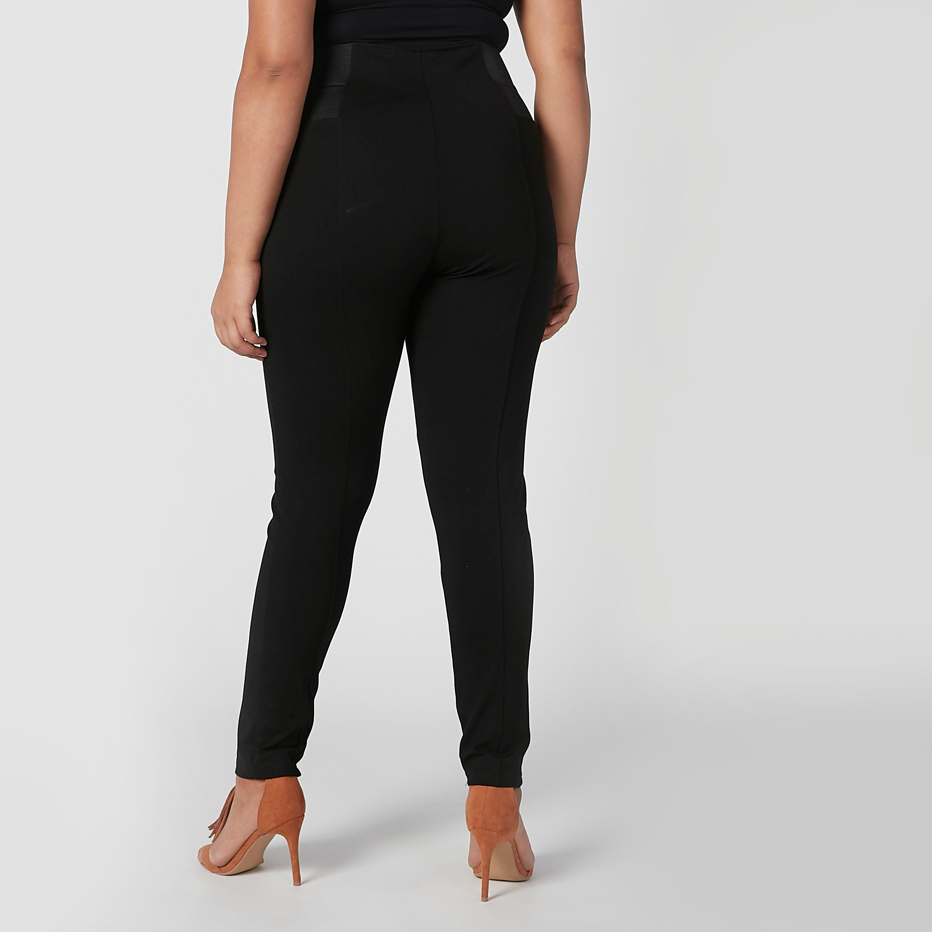 بنطلون جينز ضيّق سادة بخصر مطّاطي-women-clothing-bottoms-leggings-image-4