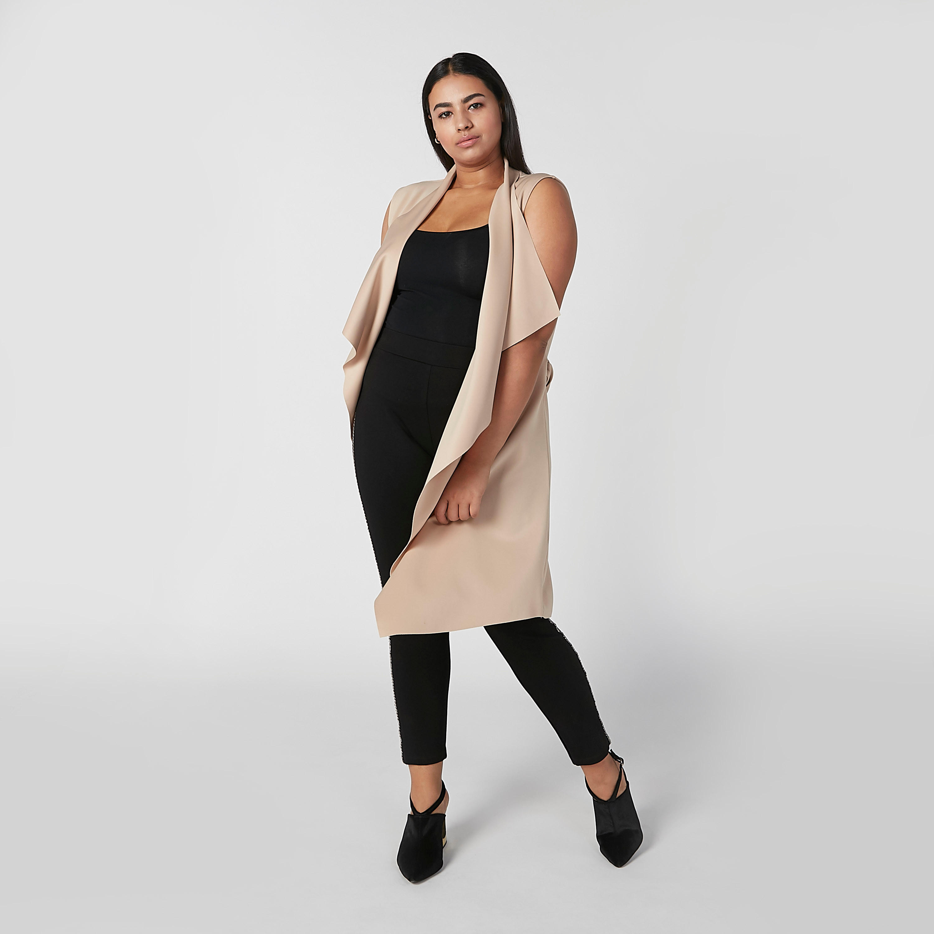 Full Length Plain Leggings with Tape Detail and Elasticised Waistband-women-clothing-bottoms-leggings-image-2