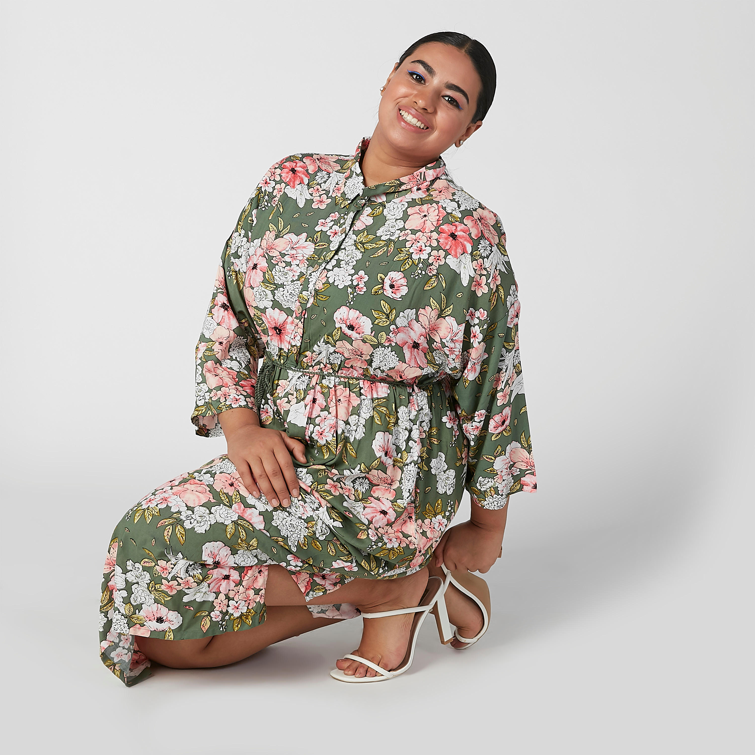 فستان طويل إيه لاين بأكمام طويلة وأربطة وطبعات زهرية-women-clothing-dresses-image-2
