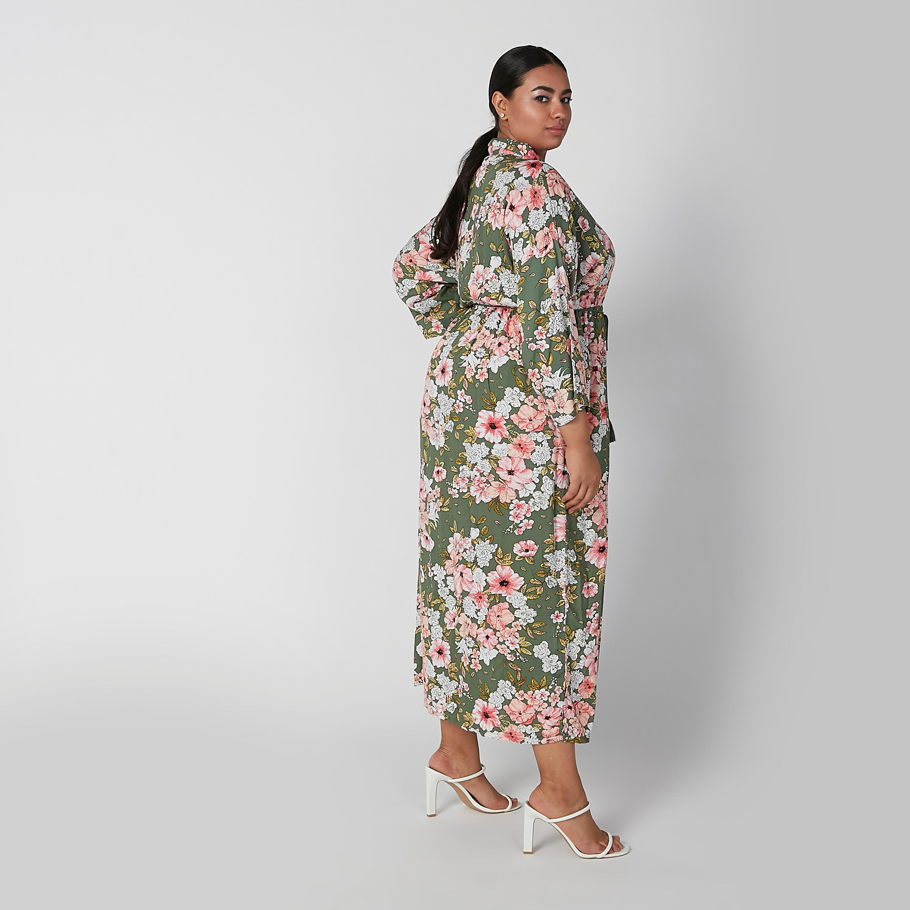 فستان طويل إيه لاين بأكمام طويلة وأربطة وطبعات زهرية-women-clothing-dresses-image-3
