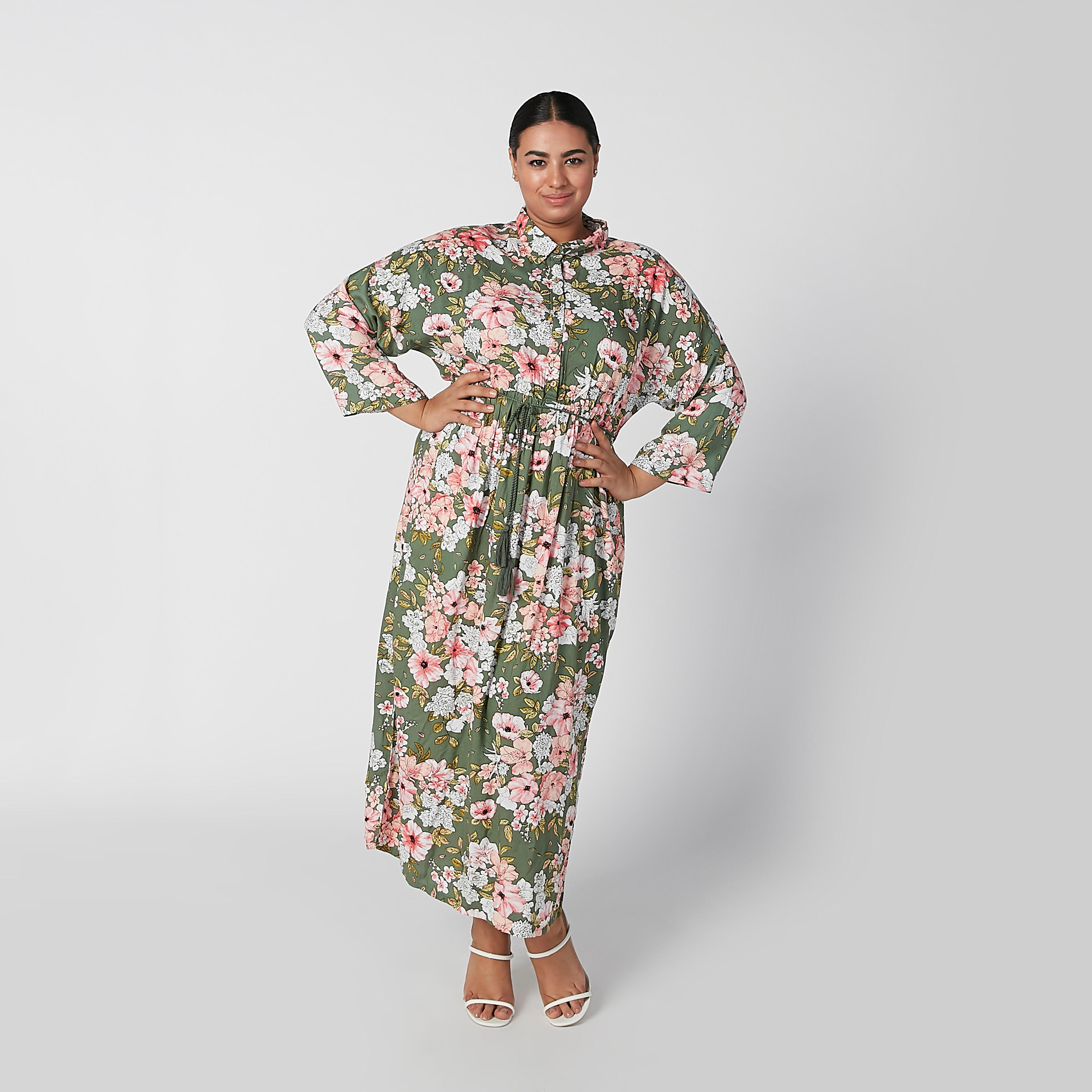 فستان طويل إيه لاين بأكمام طويلة وأربطة وطبعات زهرية-women-clothing-dresses-image-5