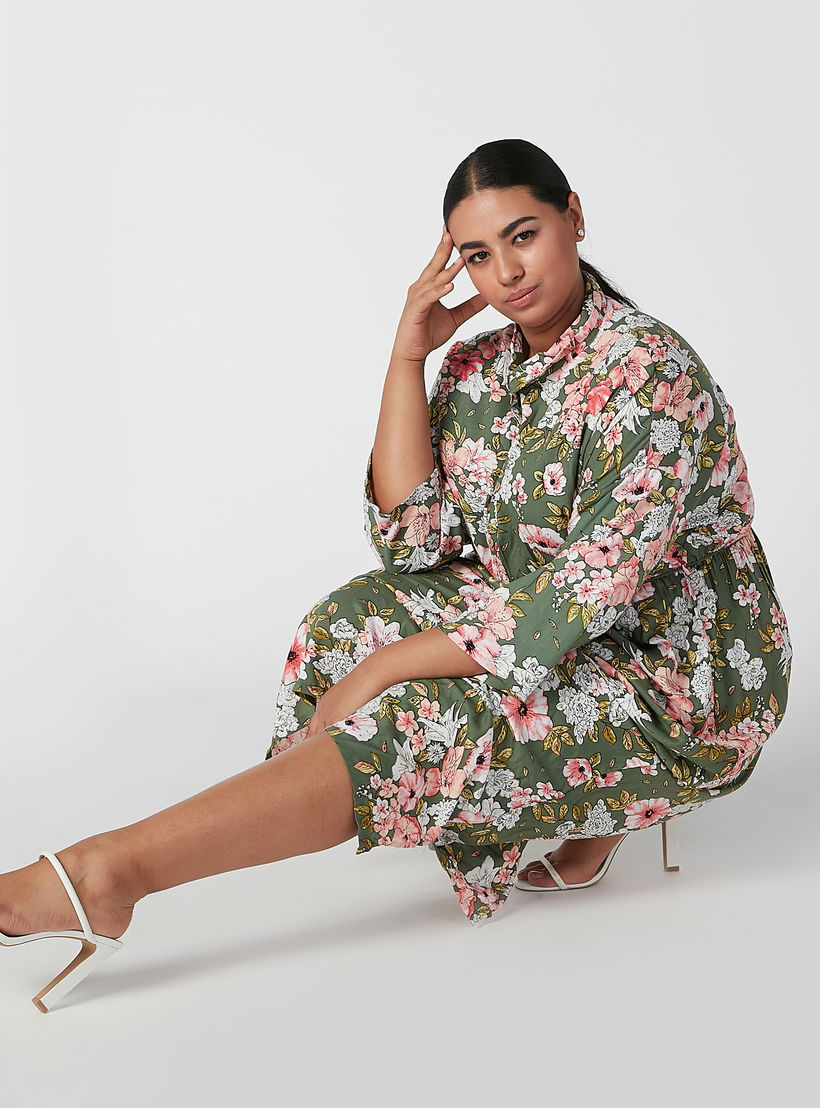فستان طويل إيه لاين بأكمام طويلة وأربطة وطبعات زهرية-women-clothing-dresses-image-6