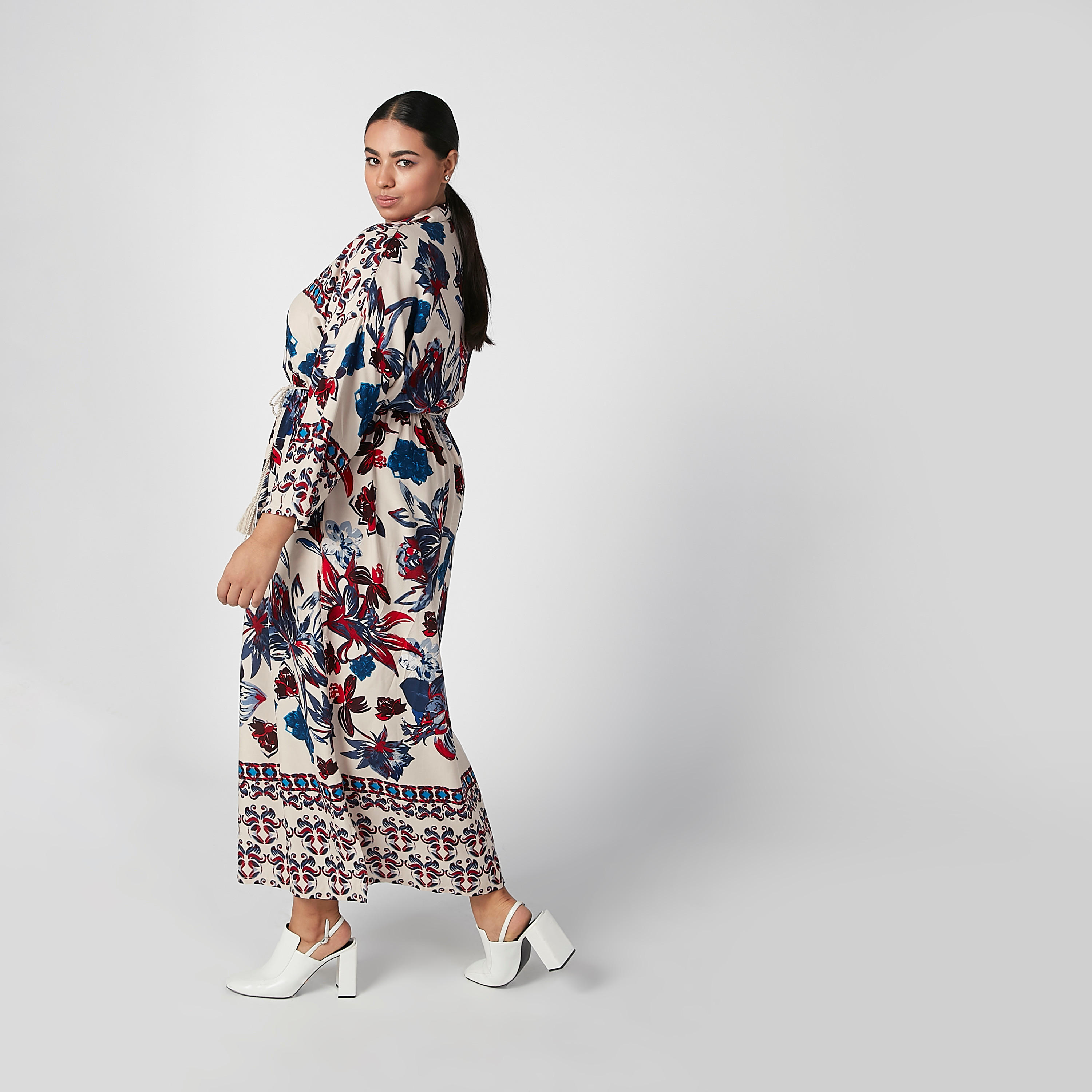 Floral Printed Maxi A-line Dress with Long Sleeves and Tie Ups-women-clothing-dresses-image-4