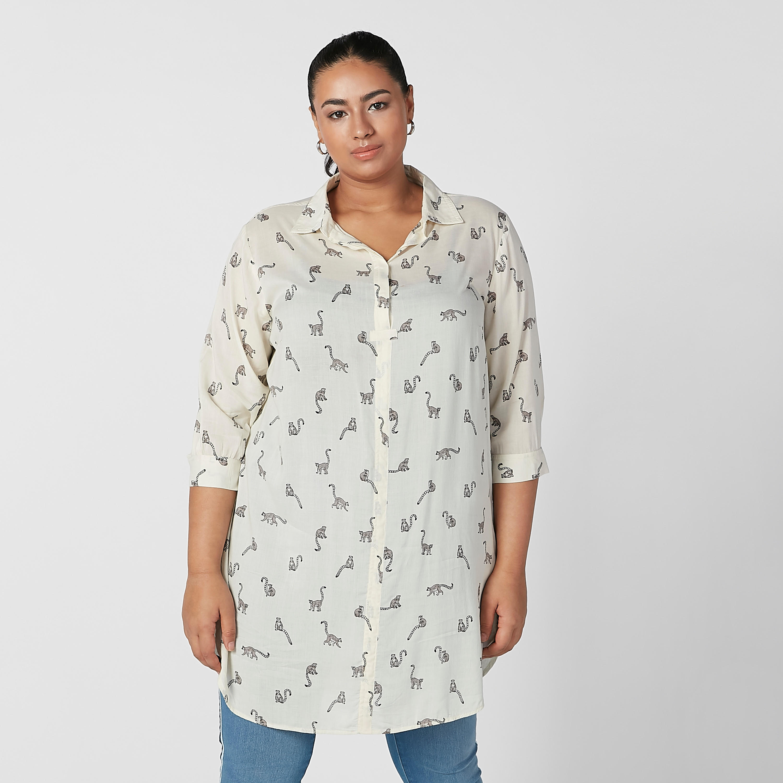 تونيك بياقة عادية وأكمام 3/4 وطبعات-women-clothing-shirtsandblouses-blouses-image-5