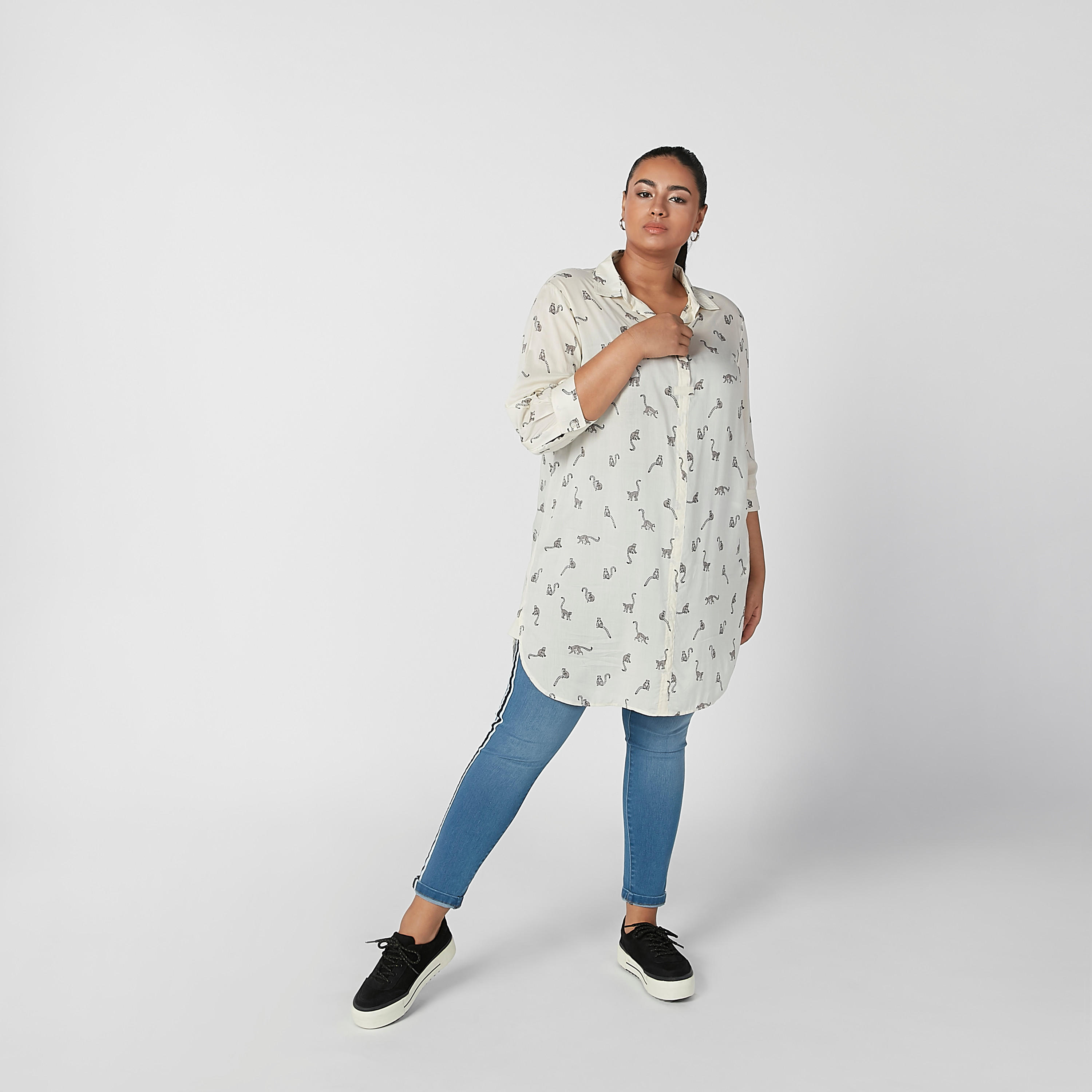 تونيك بياقة عادية وأكمام 3/4 وطبعات-women-clothing-shirtsandblouses-blouses-image-4