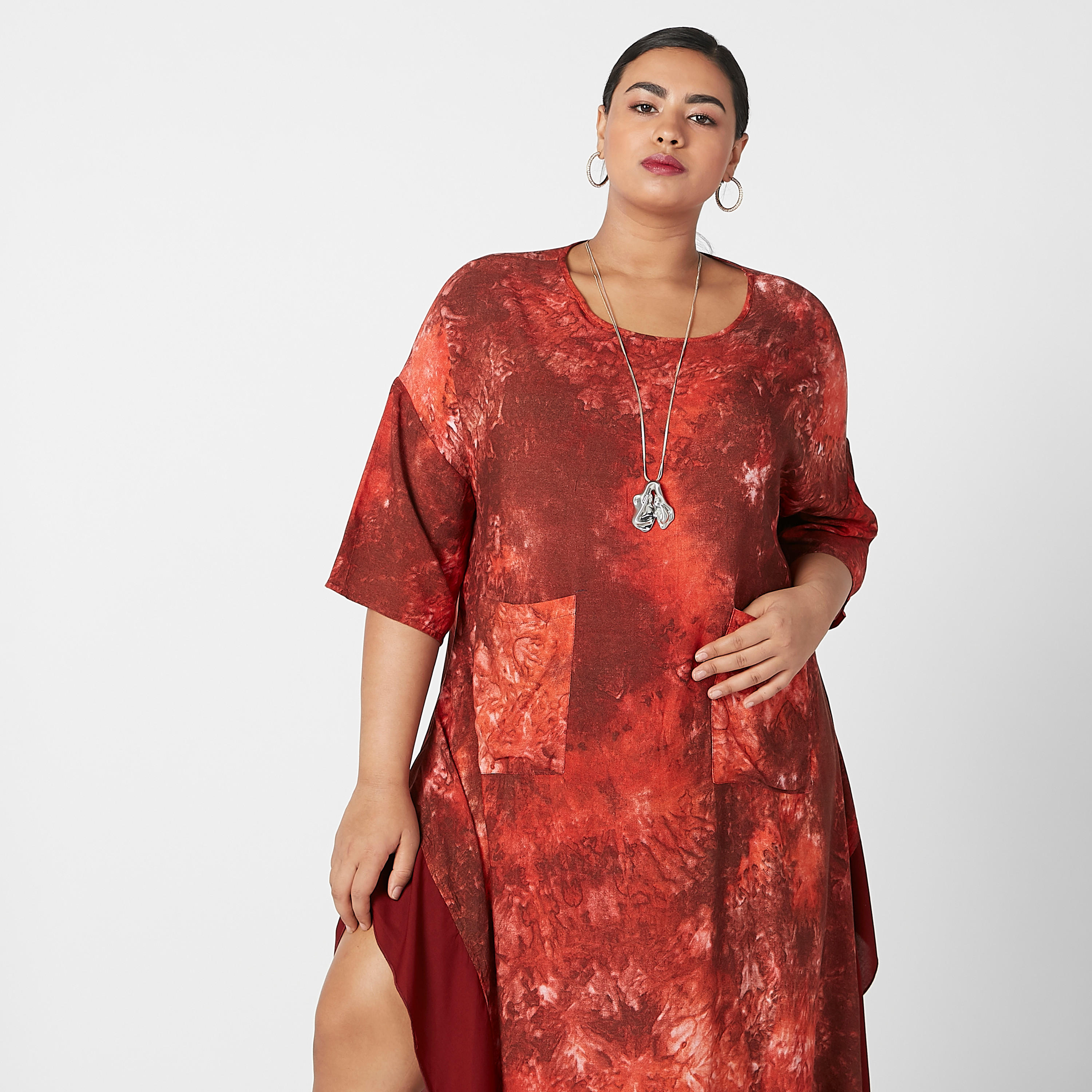 فستان بأكمام قصيرة وطبعات وجيوب-women-clothing-dresses-image-4