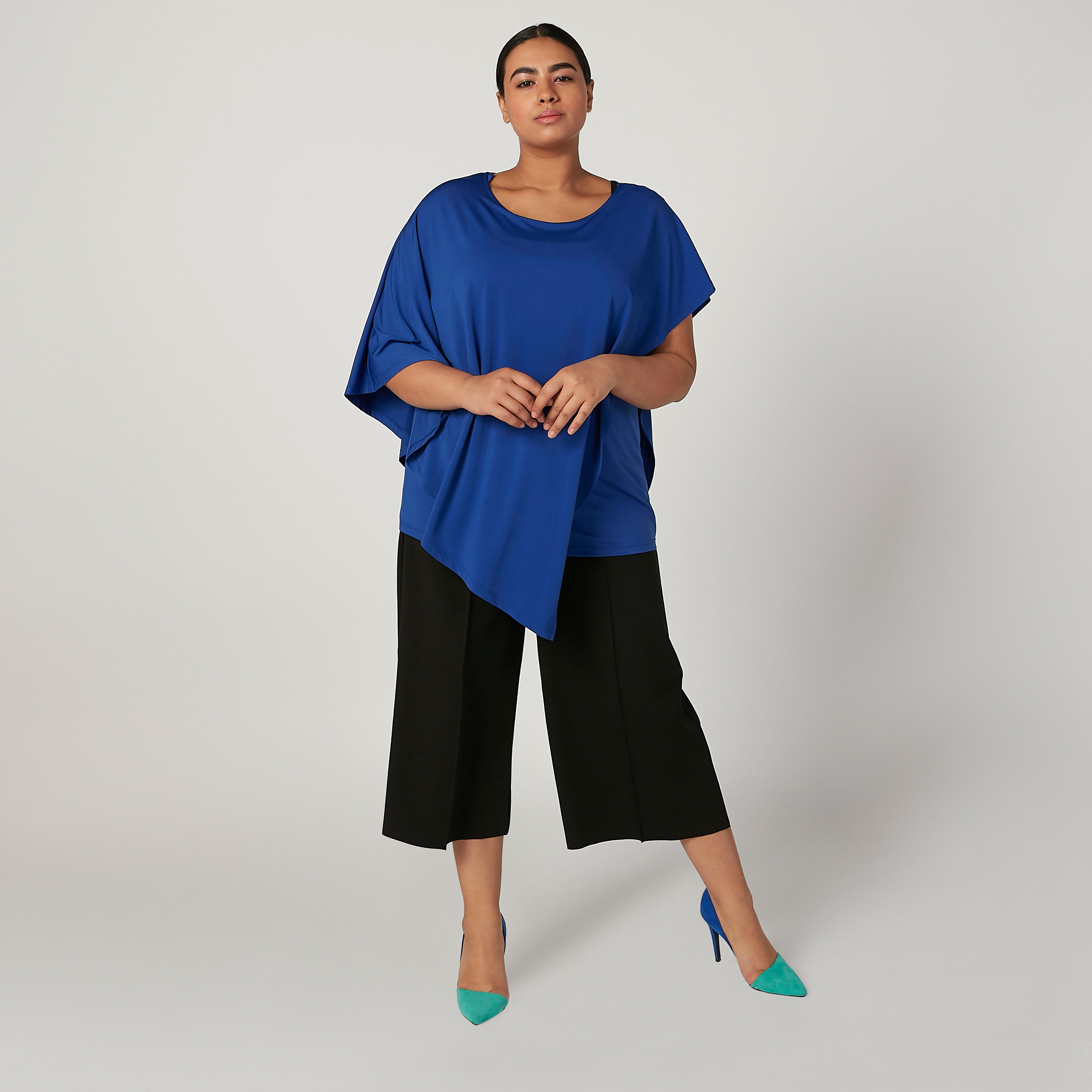 Plain Top with Round Neck and Asymmetric Hem-women-clothing-shirtsandblouses-blouses-image-2