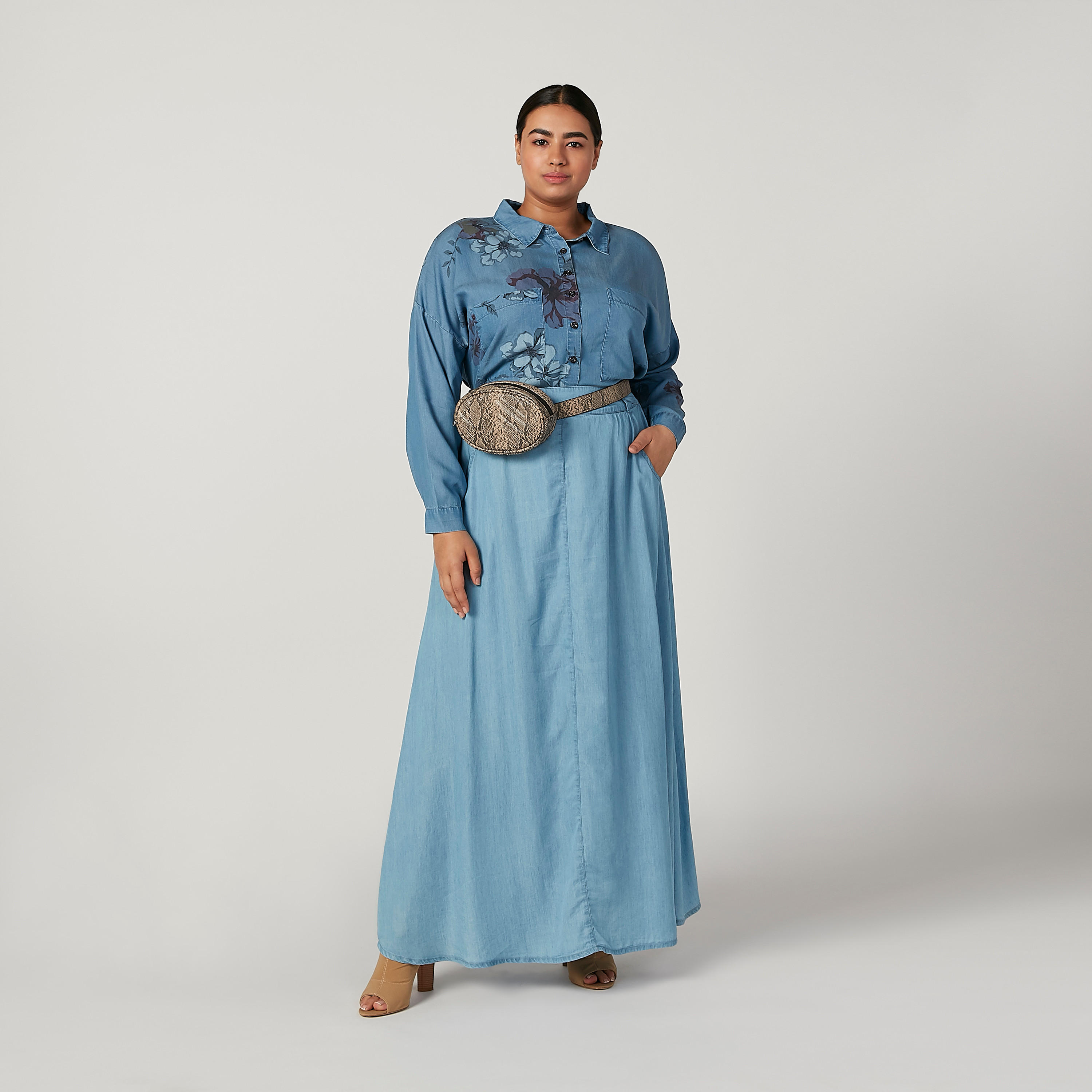 تنورة ماكسي سادة إيه لاين بخصر مطّاطي وأربطة وطبعات-women-clothing-bottoms-skirts-image-2