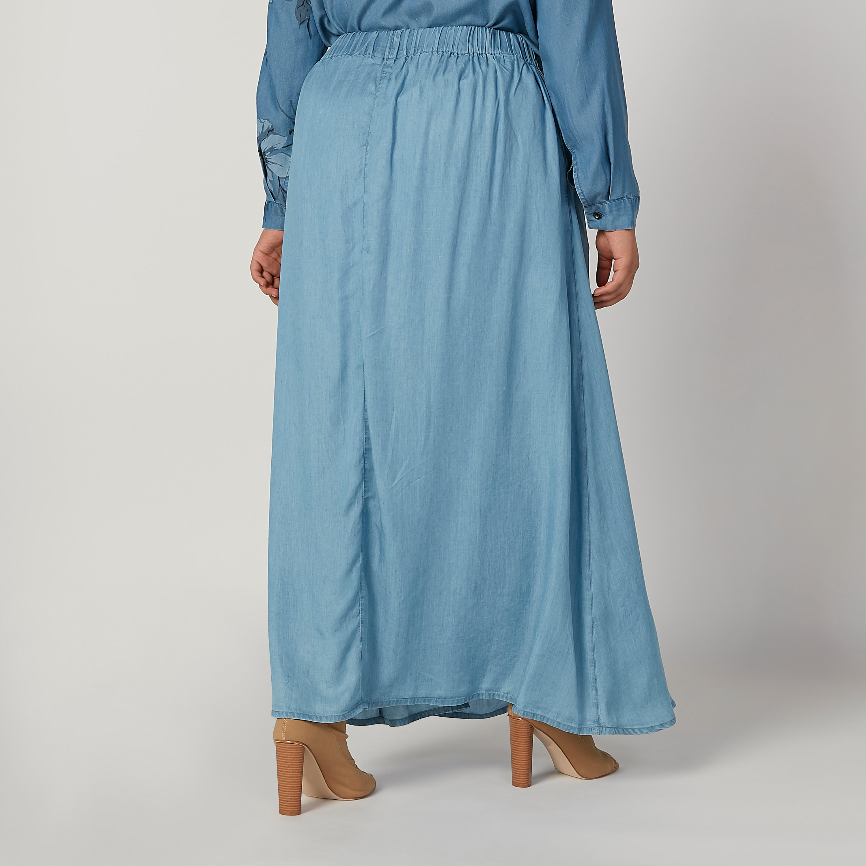 تنورة ماكسي سادة إيه لاين بخصر مطّاطي وأربطة وطبعات-women-clothing-bottoms-skirts-image-4