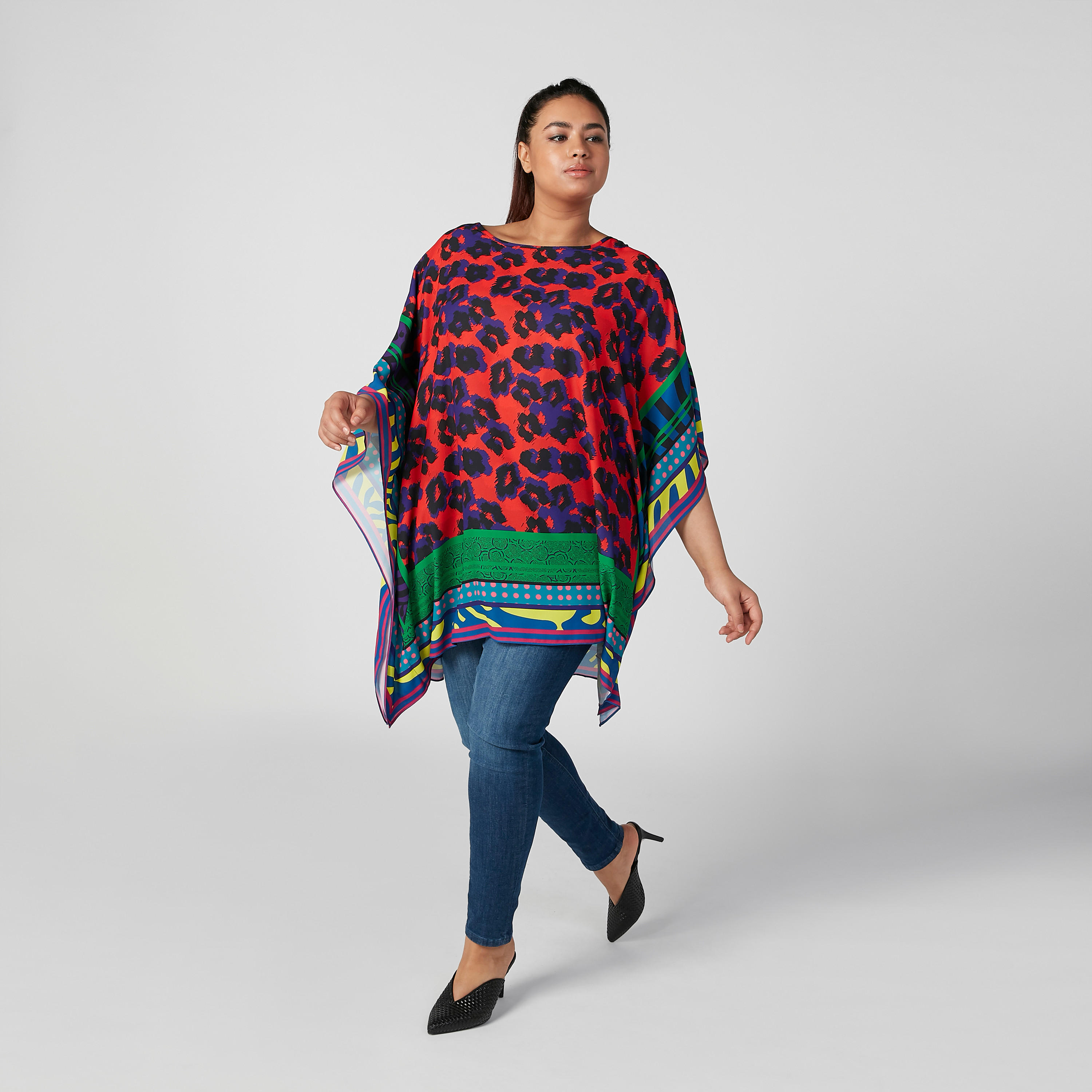توب بونشو بطبعات حيوانات وياقة قارب وأكمام 3/4-women-clothing-shirtsandblouses-blouses-image-2