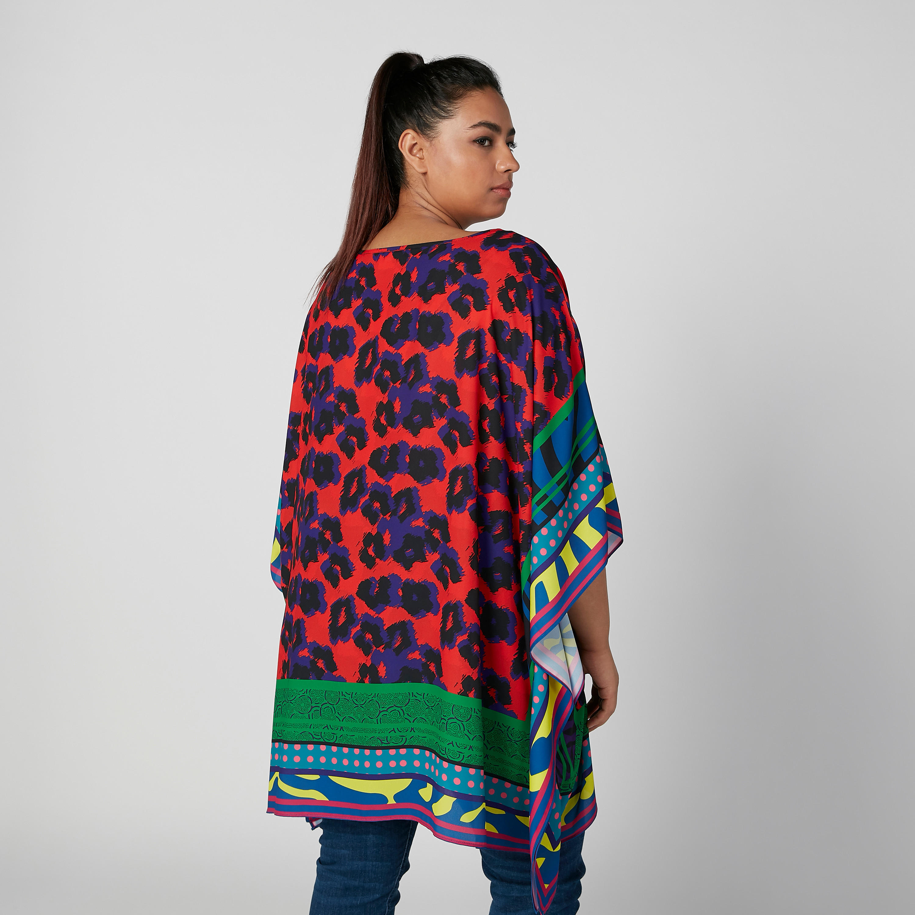 توب بونشو بطبعات حيوانات وياقة قارب وأكمام 3/4-women-clothing-shirtsandblouses-blouses-image-4