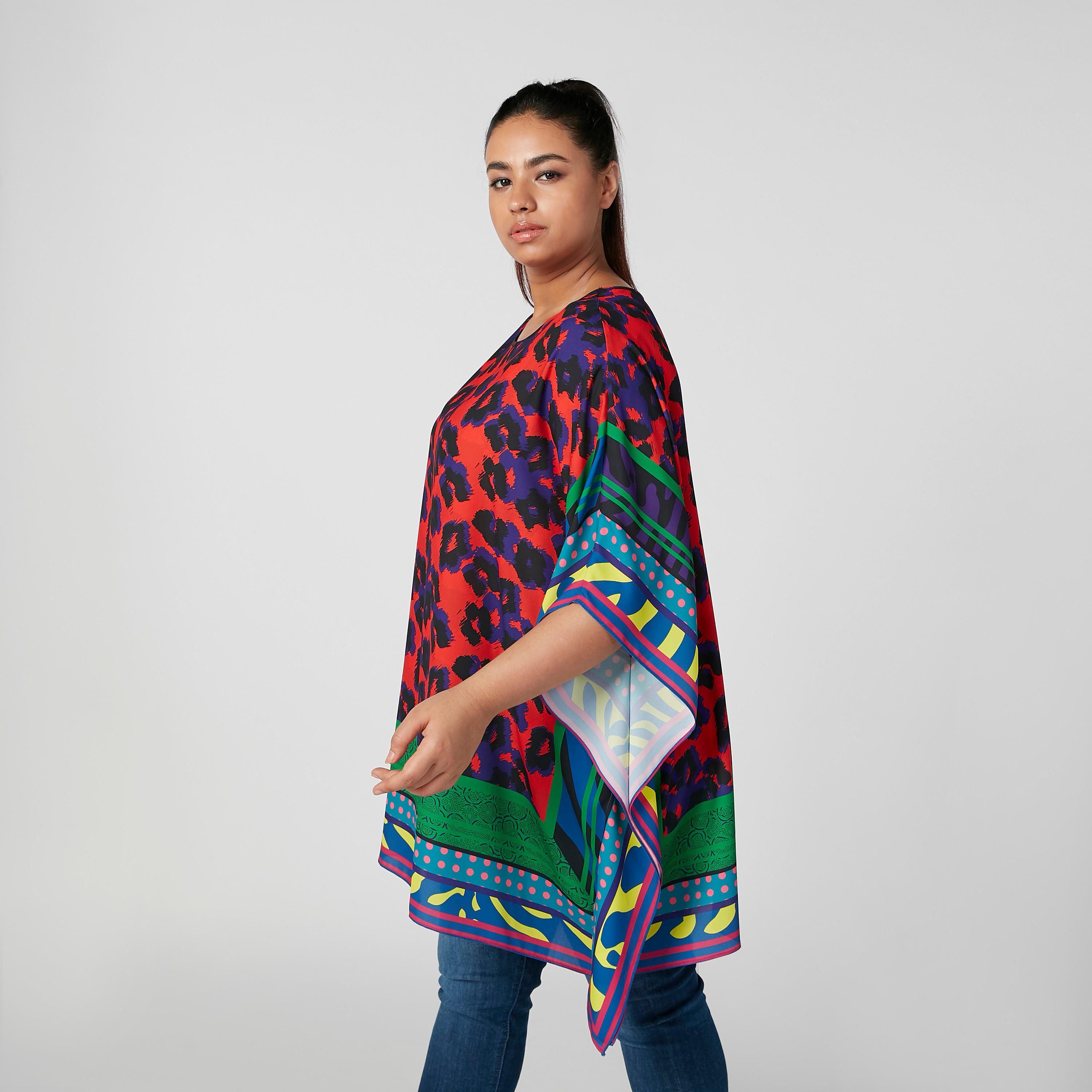 توب بونشو بطبعات حيوانات وياقة قارب وأكمام 3/4-women-clothing-shirtsandblouses-blouses-image-5